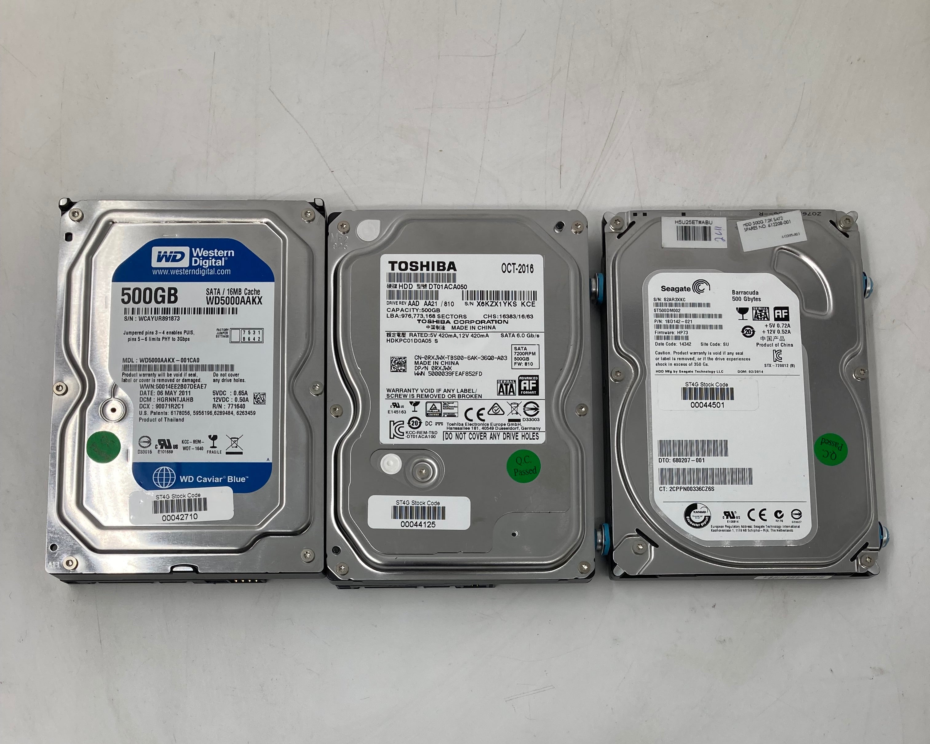 Batch of 19 3.5" 500GB SATA Hard Disk Drives - Mixed Models
