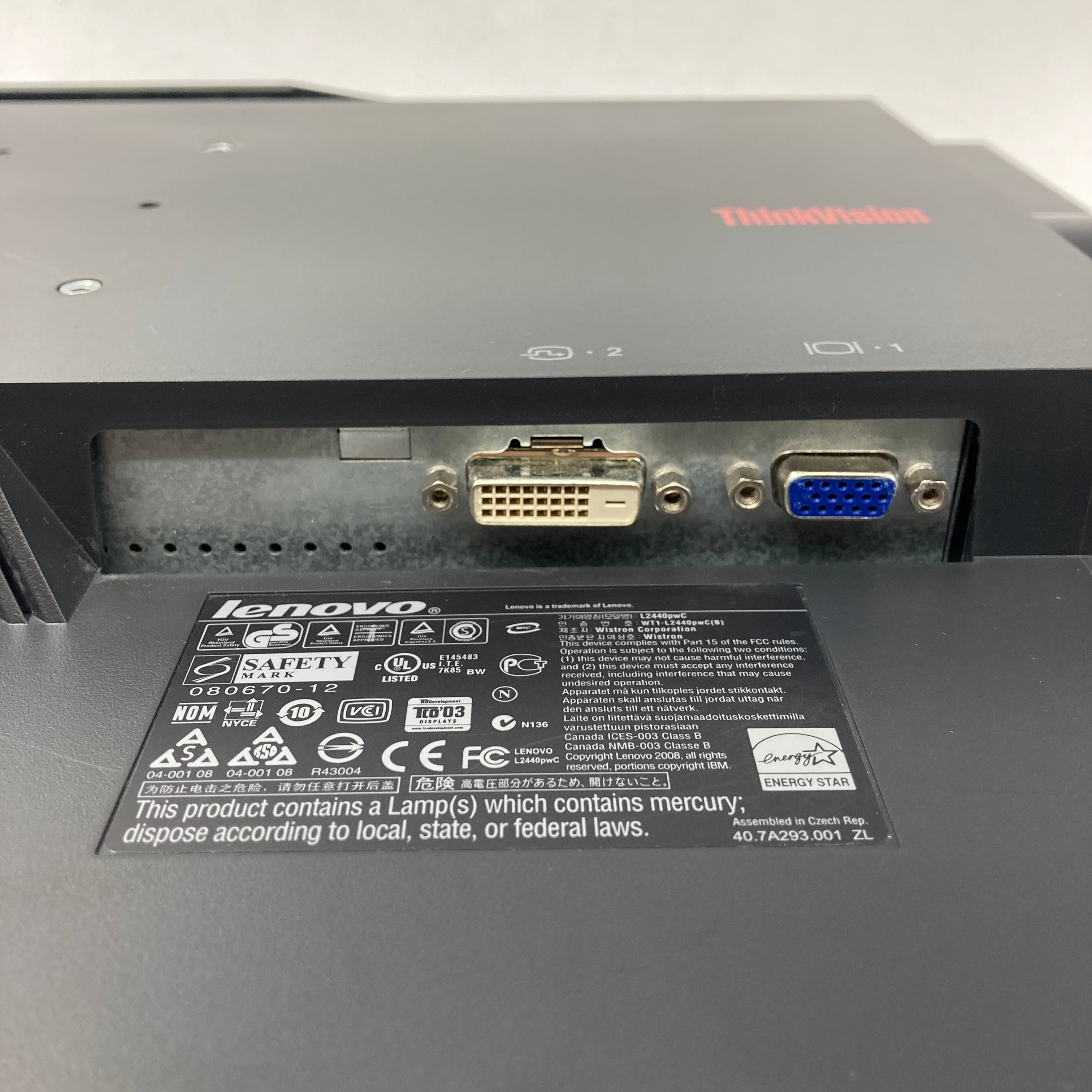 Lenovo ThinkVision L2440p 24" L2440pwC LCD Monitor 4:3 Grey No Stand