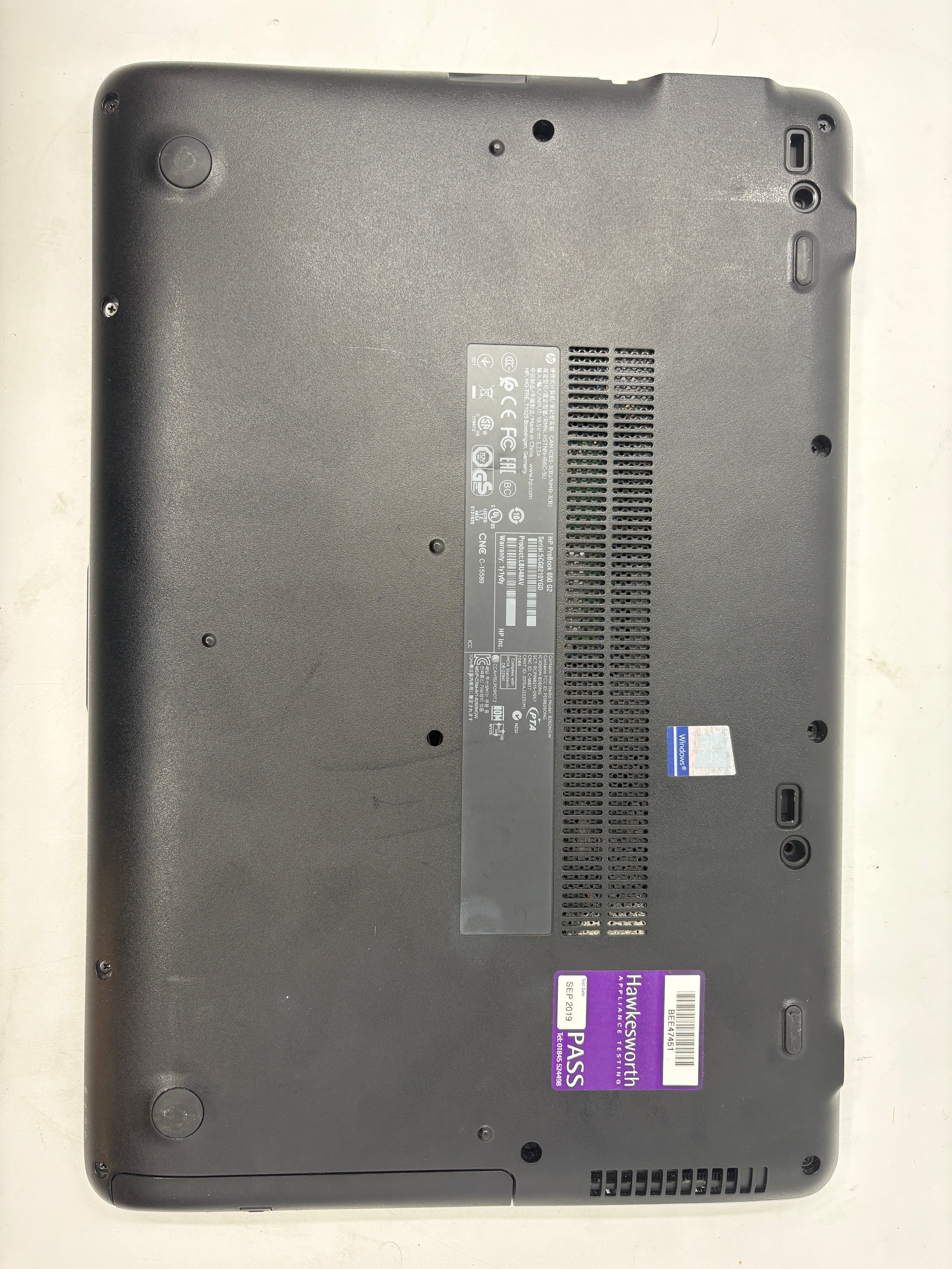 HP Laptop ProBook 650 G2 15.6" i5 6th Gen 4GB RAM 128GB SSD W10