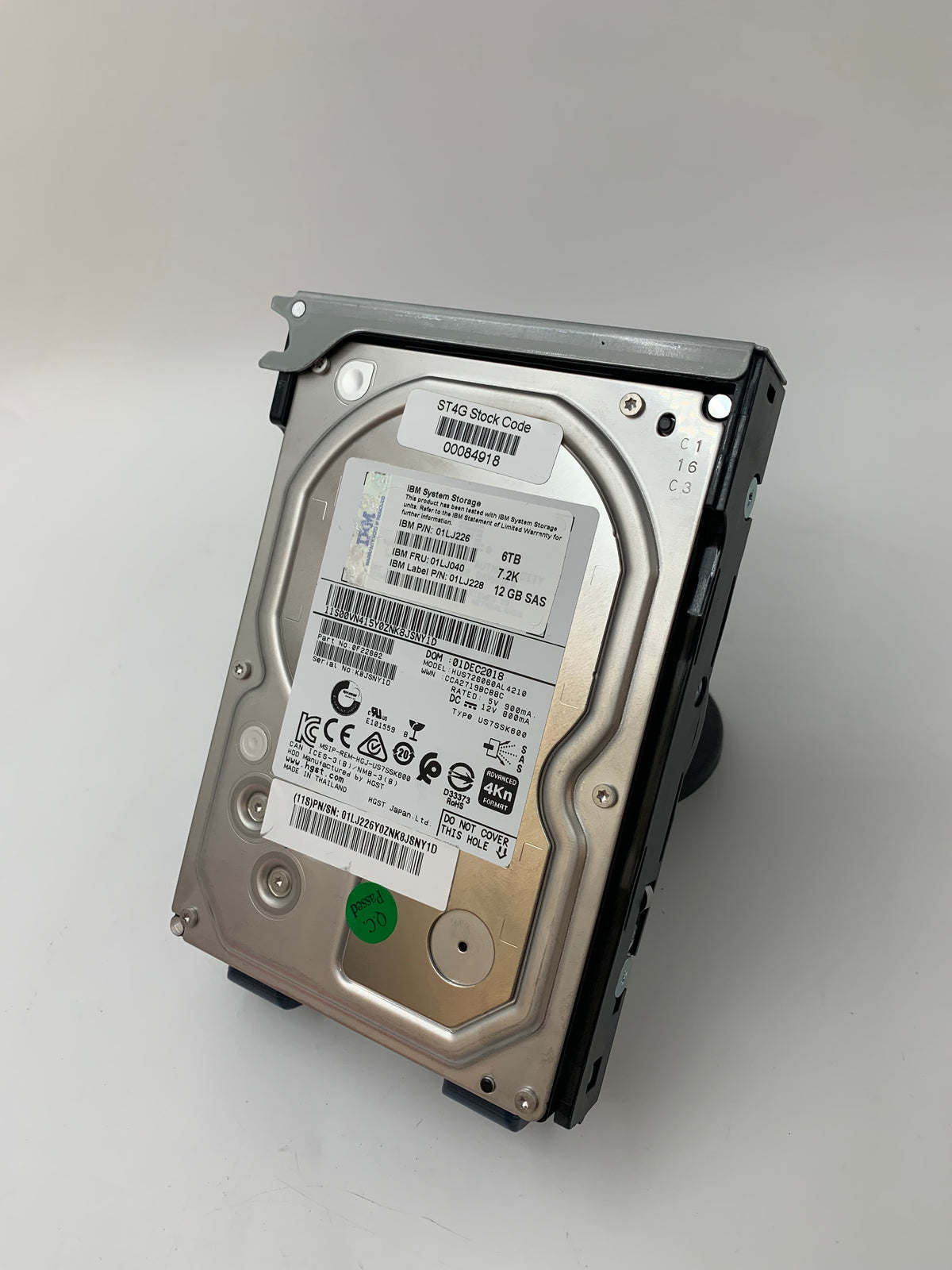 IBM SAS HDD | 01LJ040 | 3.5" | 6TB | 7.2K RPM | 12 Gbps | Caddy Included