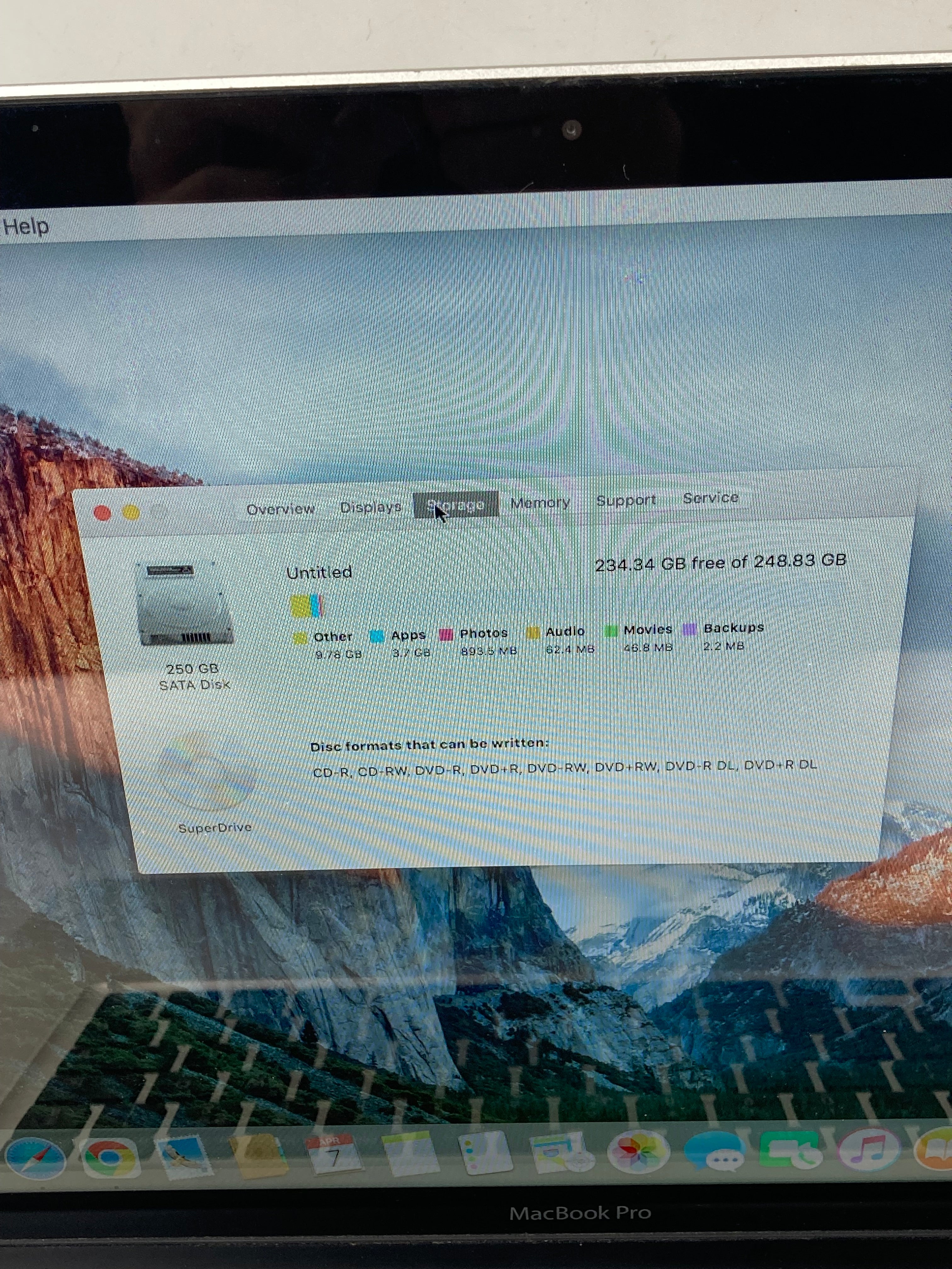 Apple MacBook Pro A1286 15.4" Intel Core i7 4GB RAM 250GB SSD