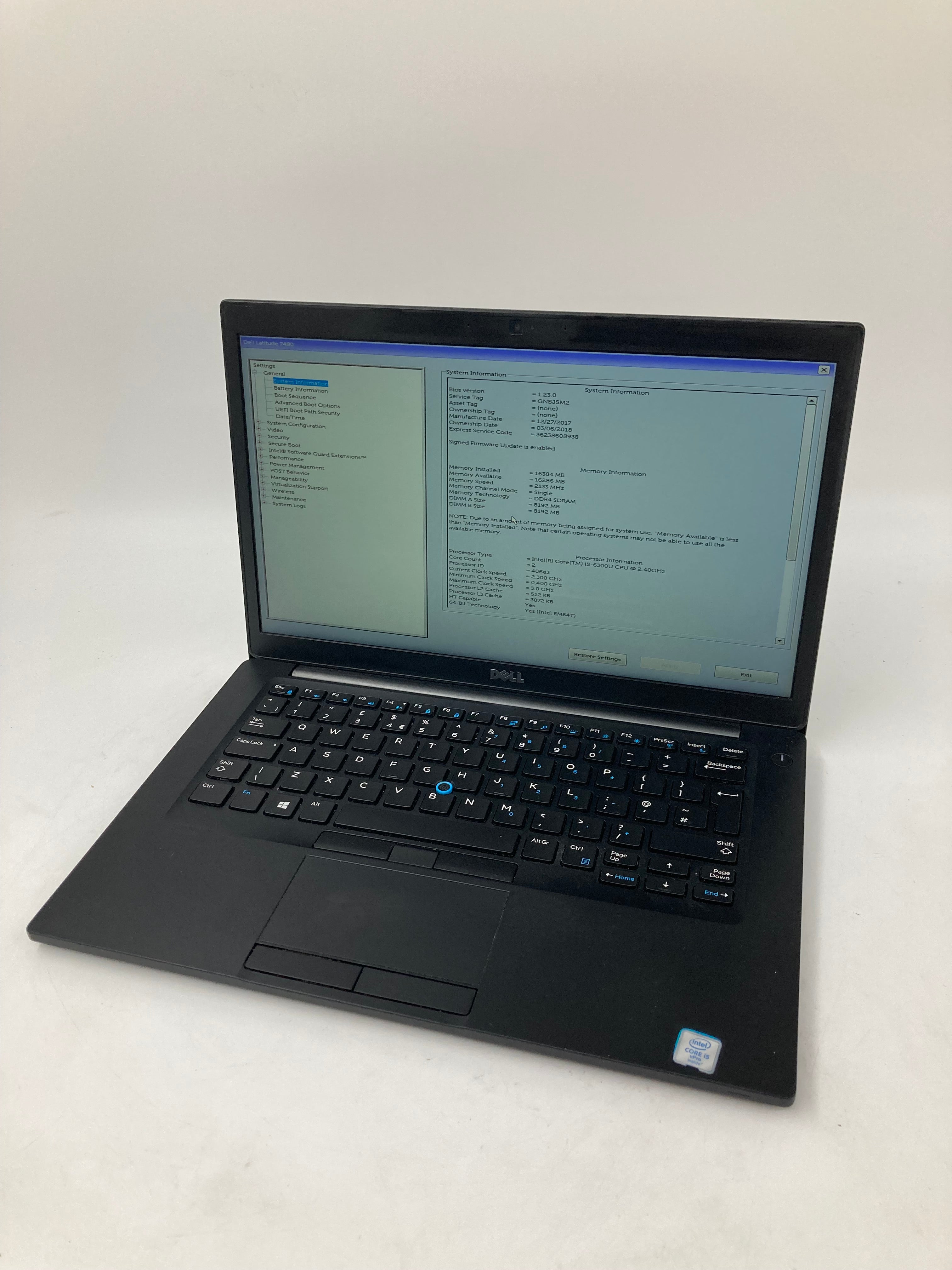 Dell Laptop Latitude 7480 14" i5 6th Gen 16GB RAM 256GB SSD No OS