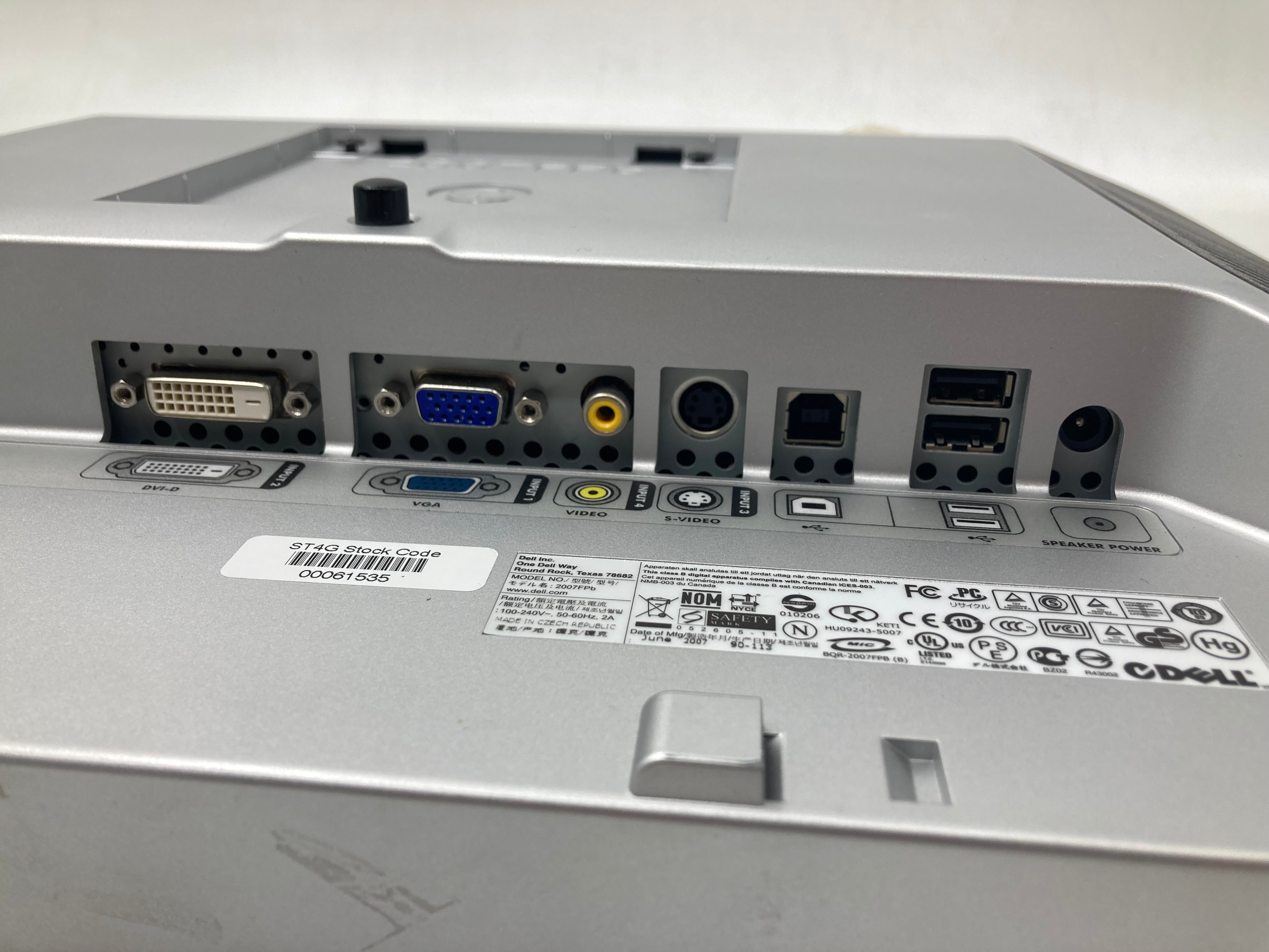 Dell Monitor 2007FPB Monitor 20.1" Screen 1600 x 1200 VGA DVI No Stand