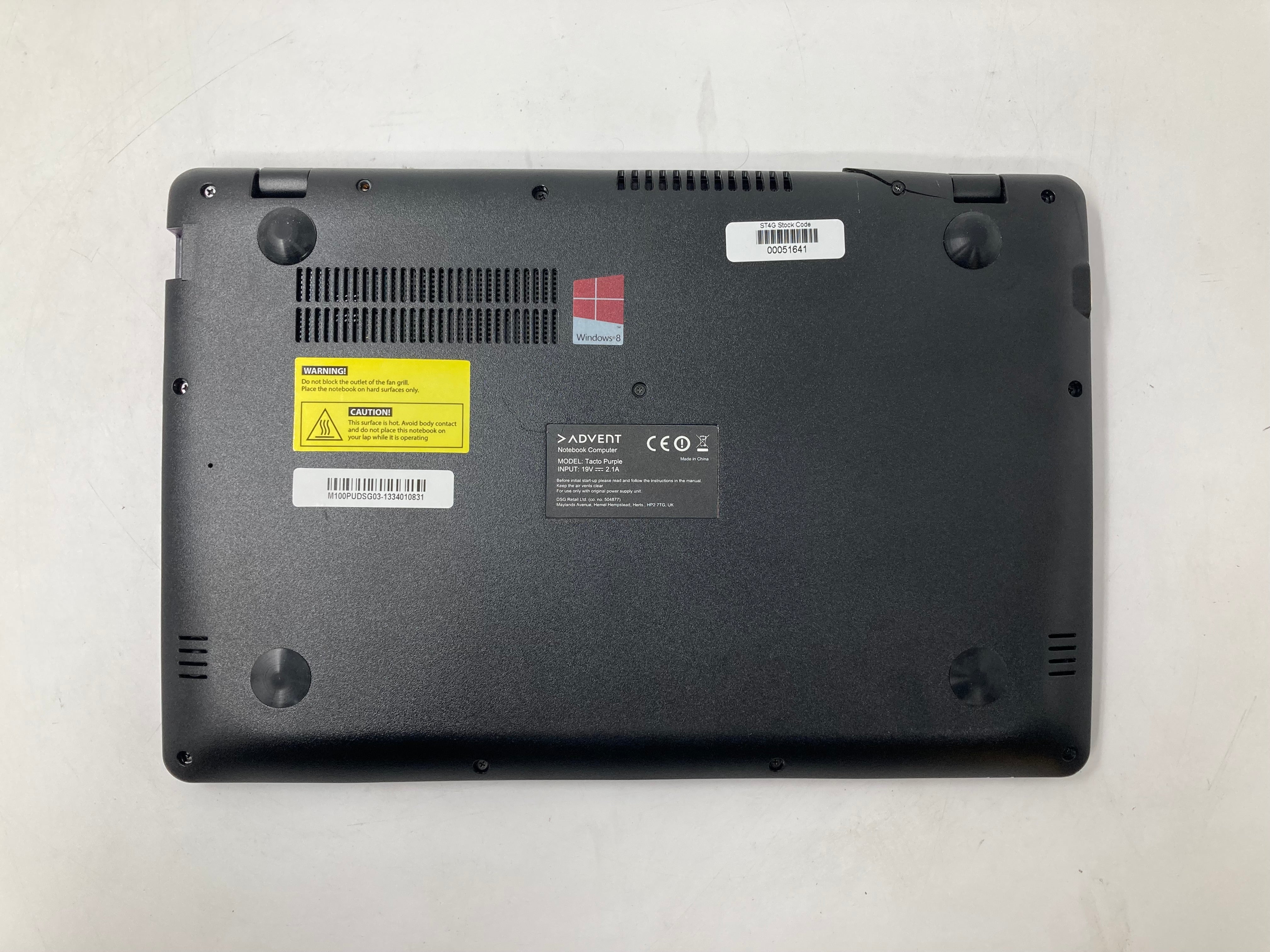 Advent Laptop Tacto Purple 11" Intel Celeron 1017U 4GB RAM No HDD No OS