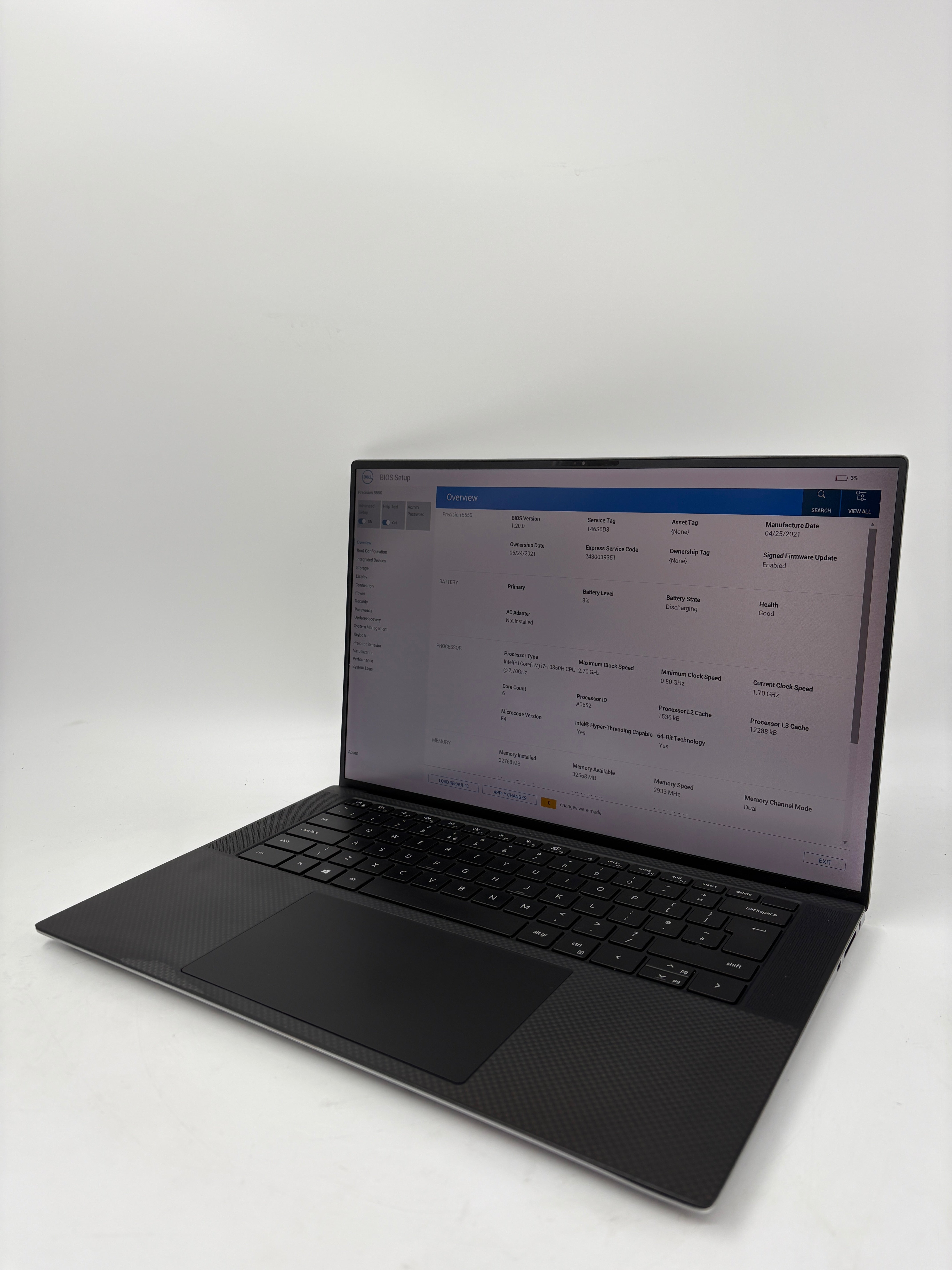 Dell laptop Precision 5550 15.6" Screen i7 10th Gen 32GB RAM 512GB SSD W11