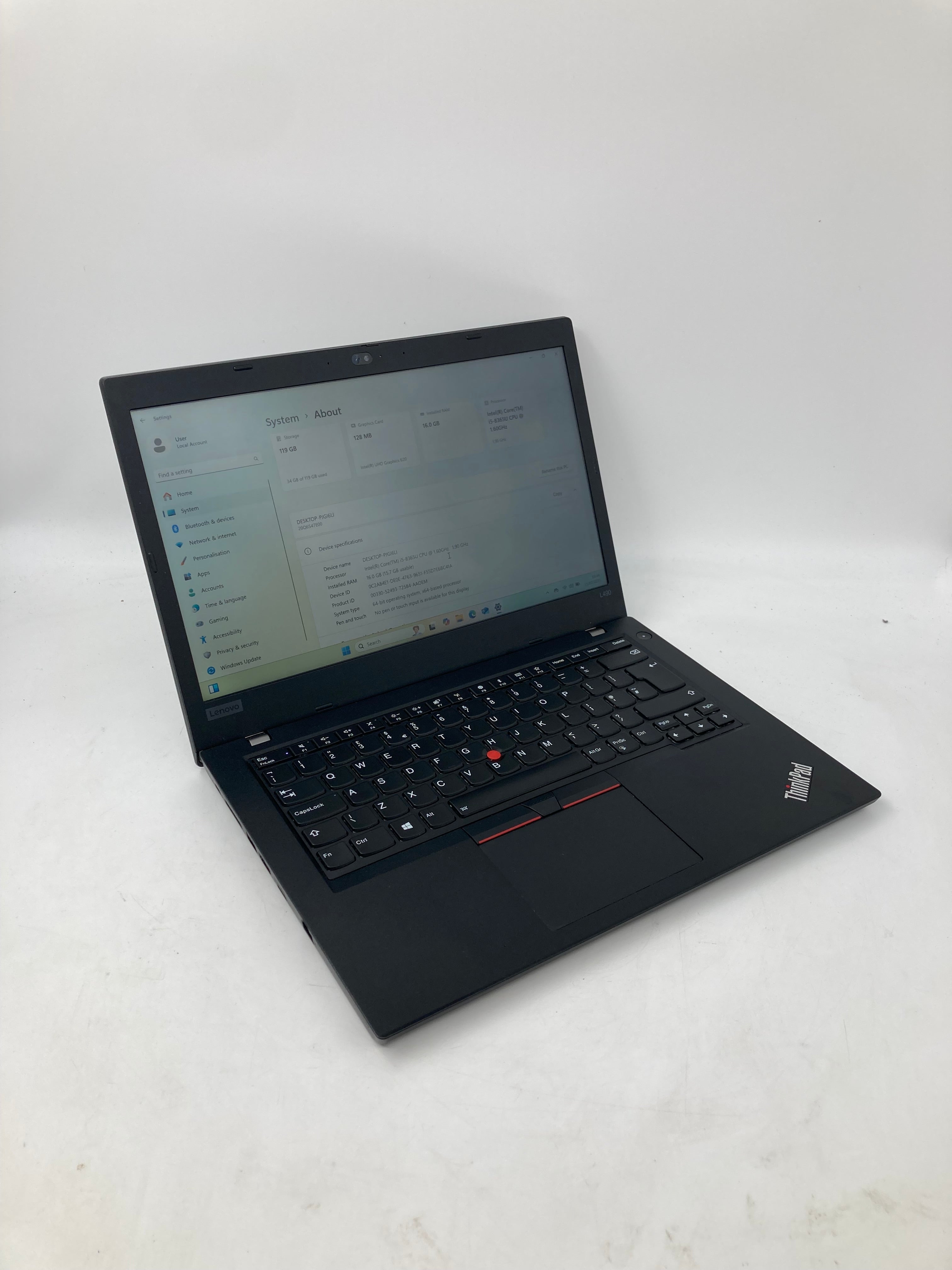 Lenovo Laptop ThinkPad L490 14" Screen i5 8th Gen 16GB Ram No SSD No OS
