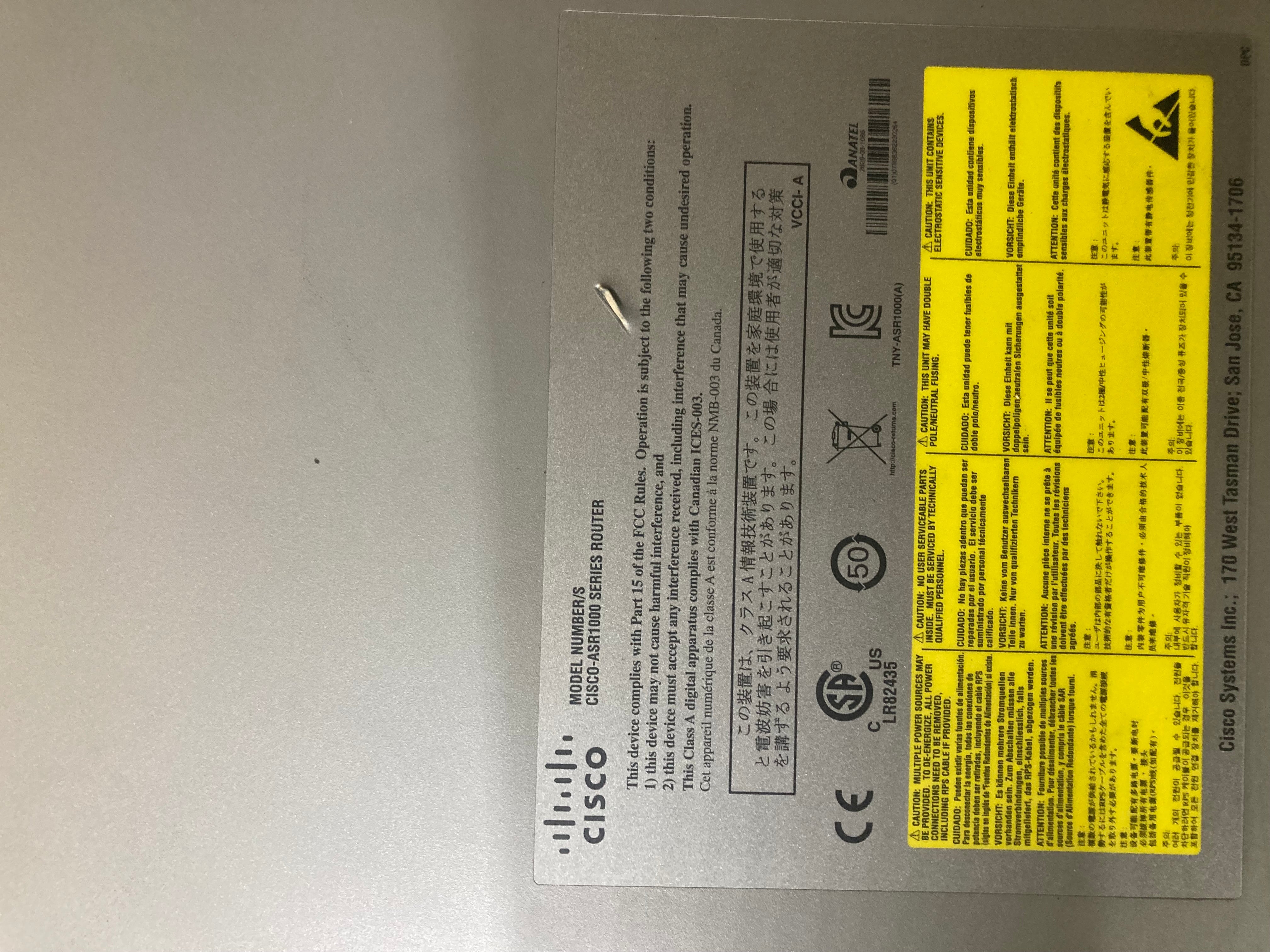Cisco ASR 1001 V02 Aggregation Services Router