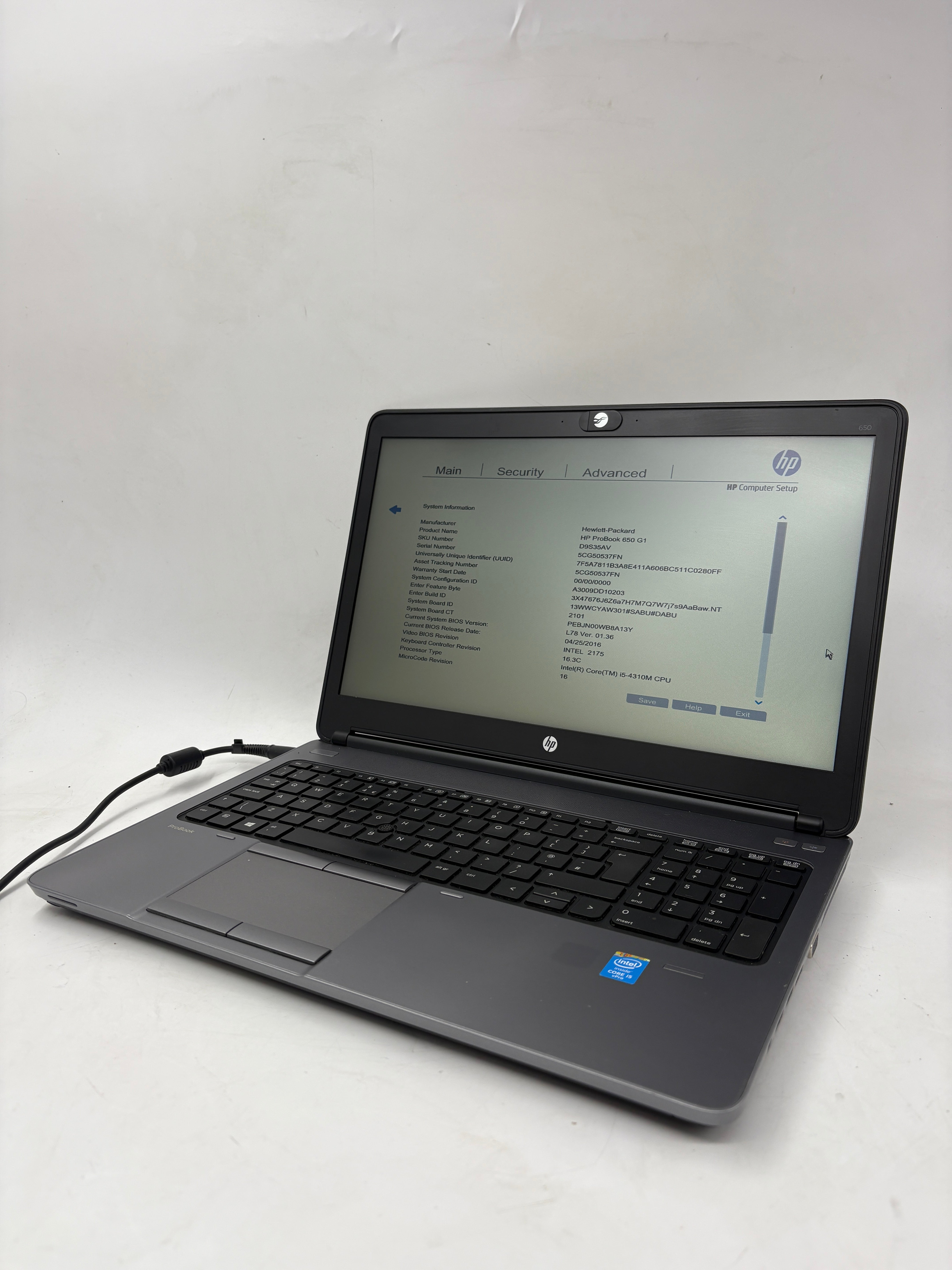 HP Laptop ProBook 650 G1 15.6" Screen i5 4th Gen 8GB RAM NO SSD NO OS