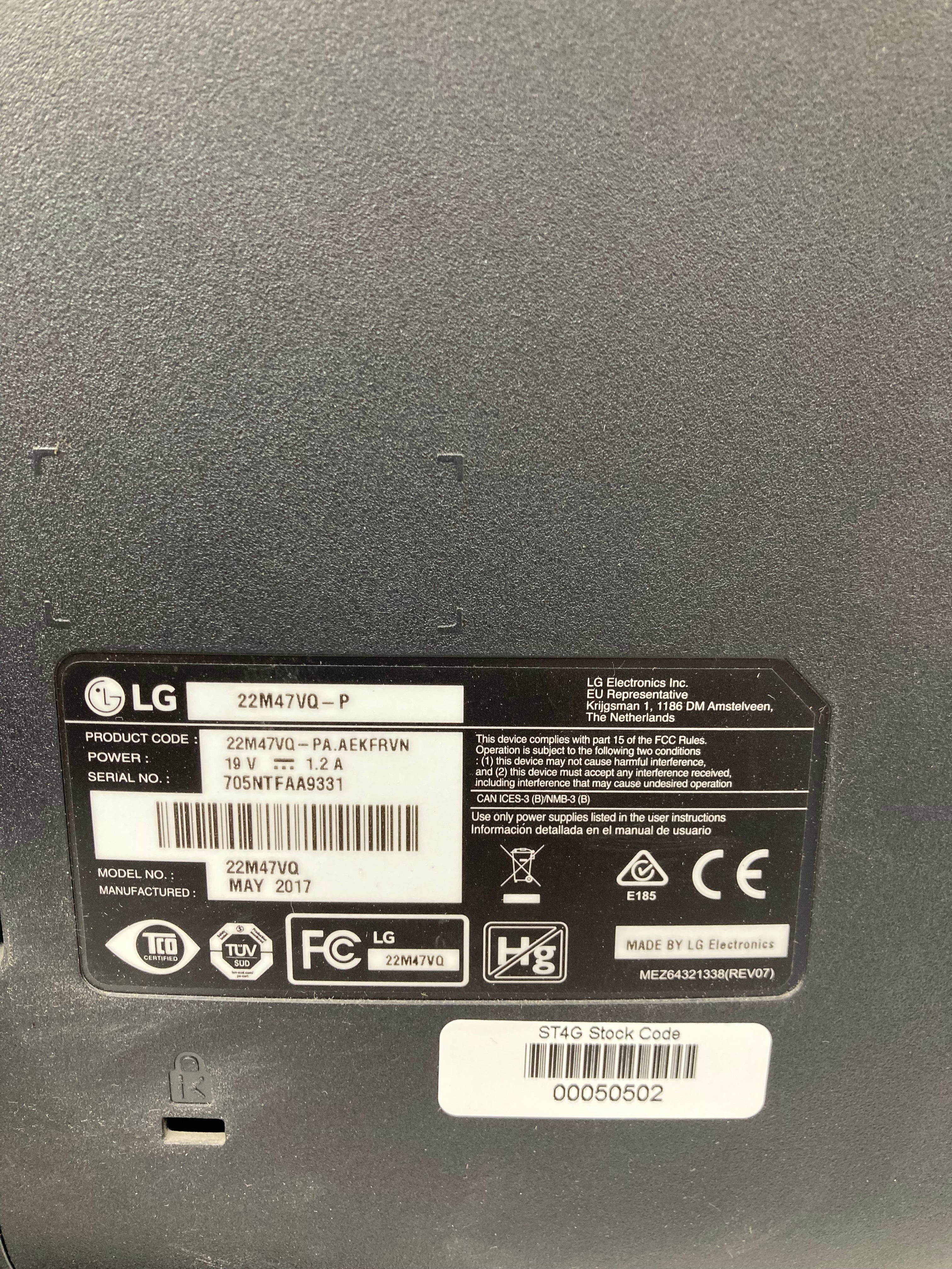 LG 22M47VQ-P - 22" 1920x1080 LCD Monitor HDMI DVI VGA