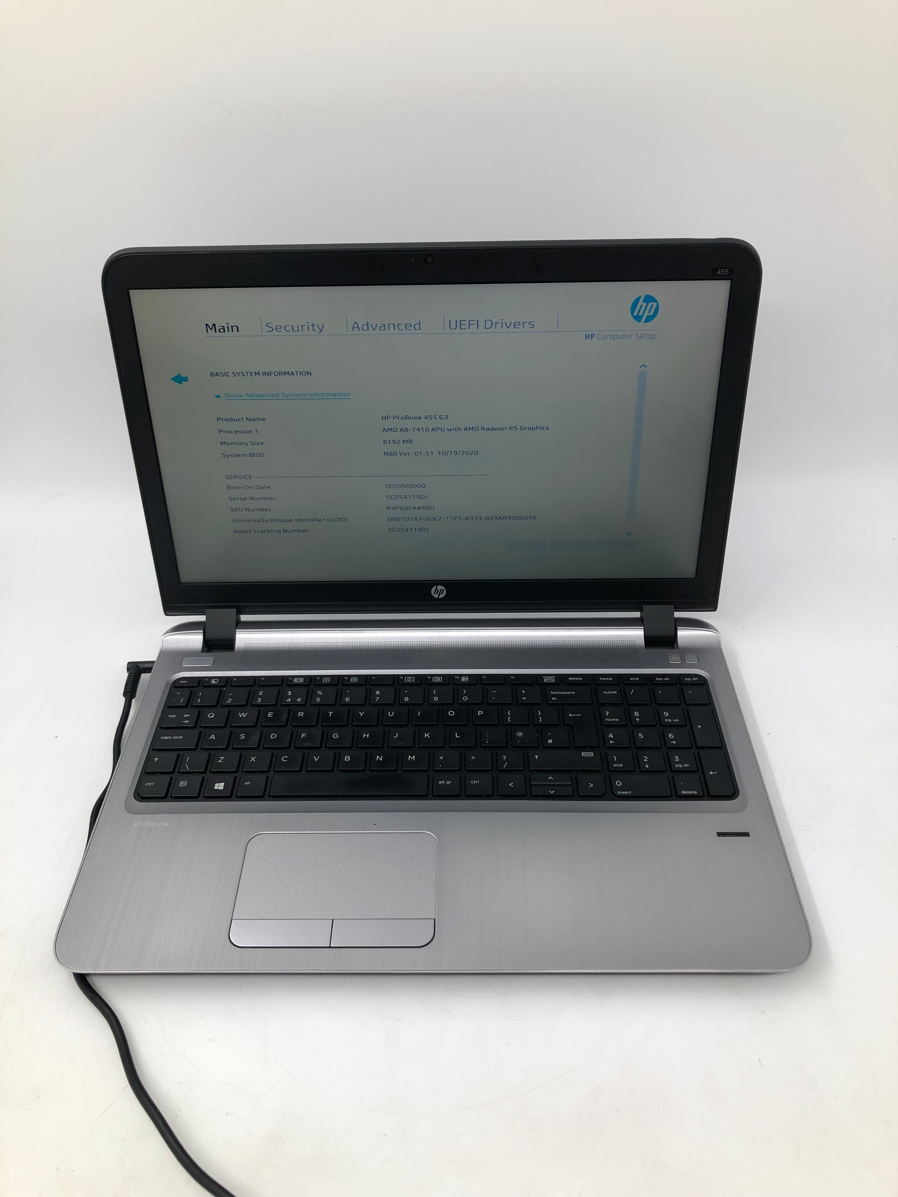 HP Laptop ProBook 455 G3 15" AMD A8-7410 8GB RAM No HDD No OS *Spares*