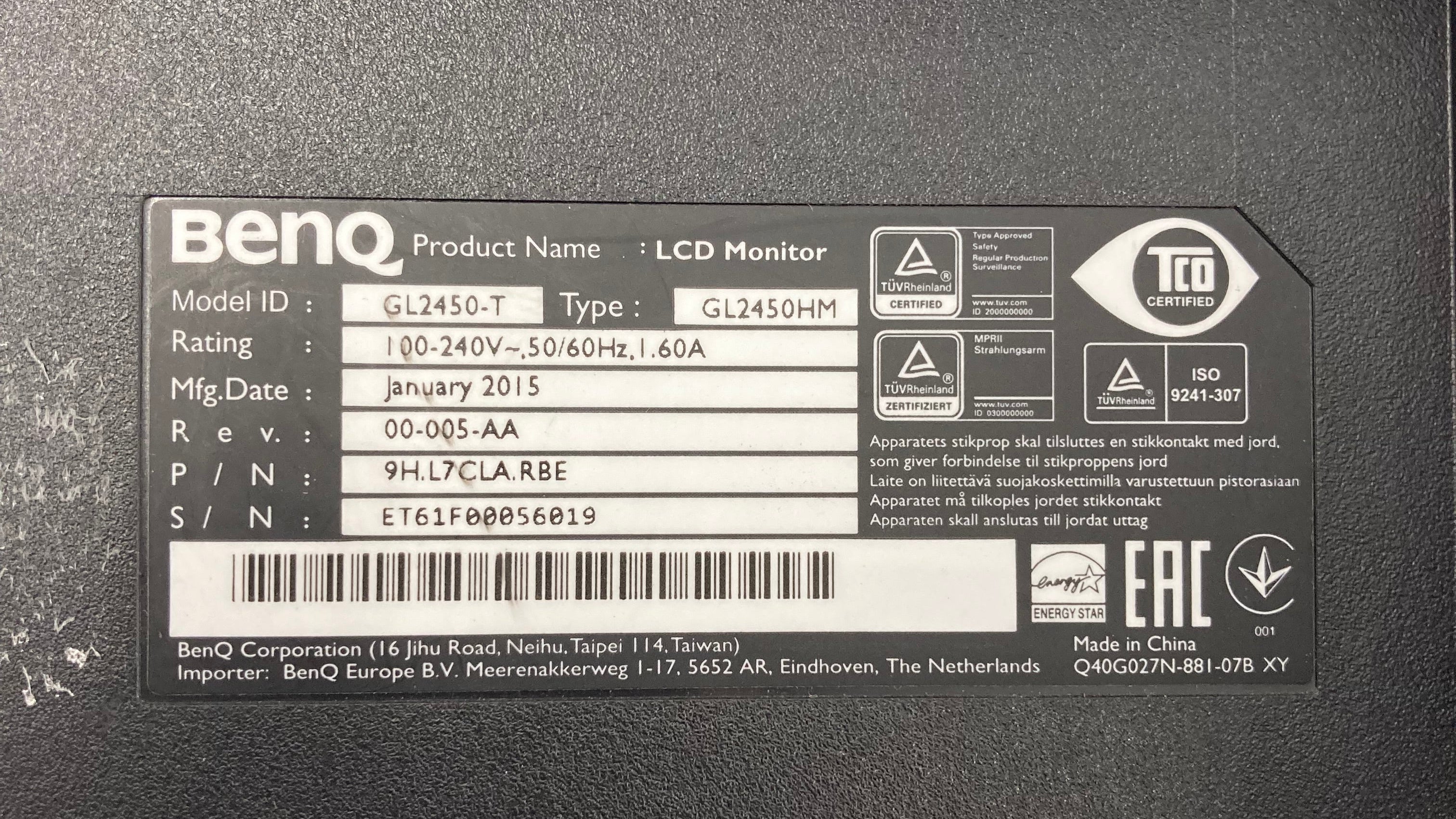 BenQ GL2450-T 24" LCD Monitor VGA/HDMI