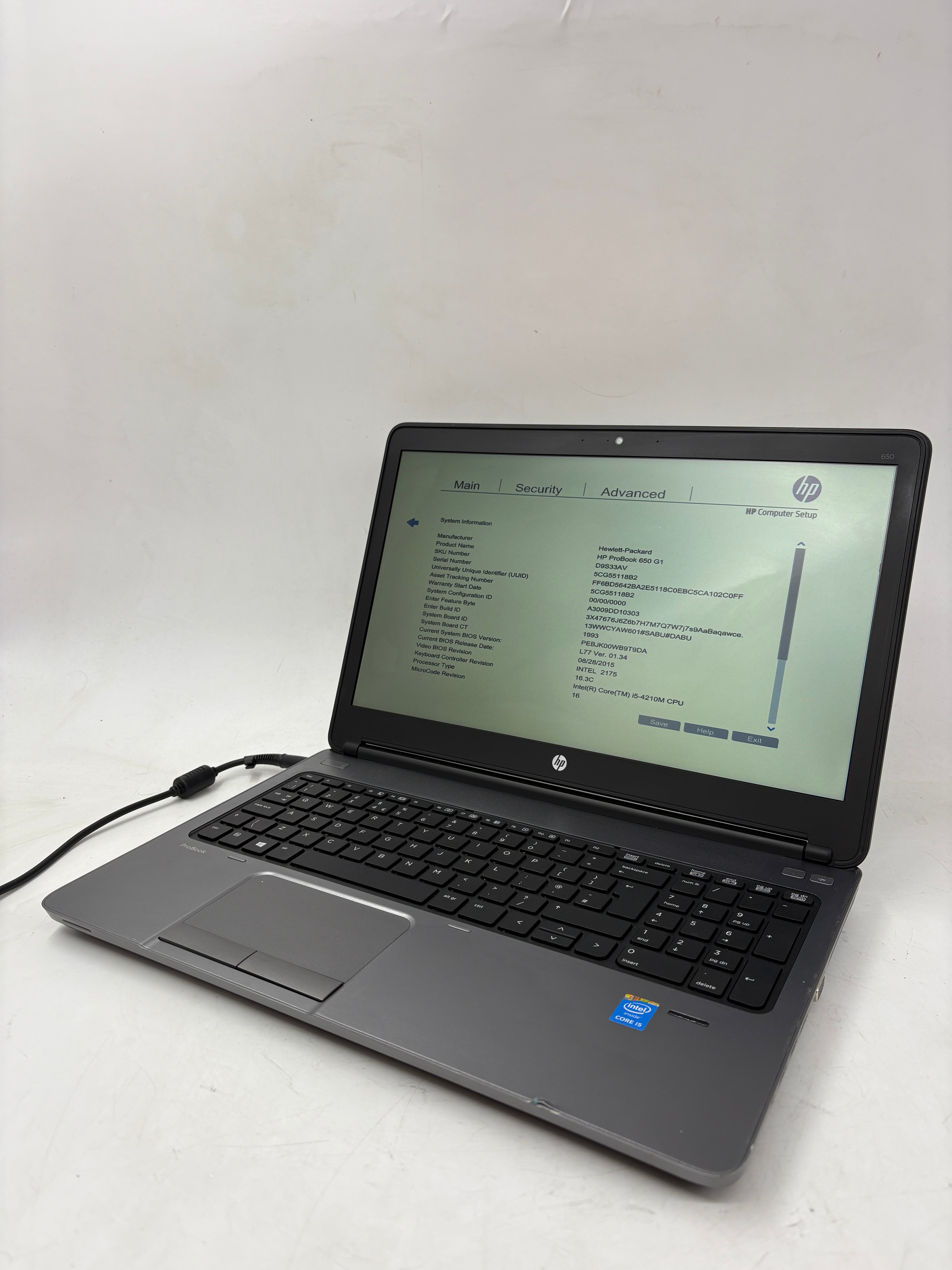 HP Laptop ProBook 650 G1 15.6" Screen i5 4th Gen 8GB RAM NO SSD NO OS