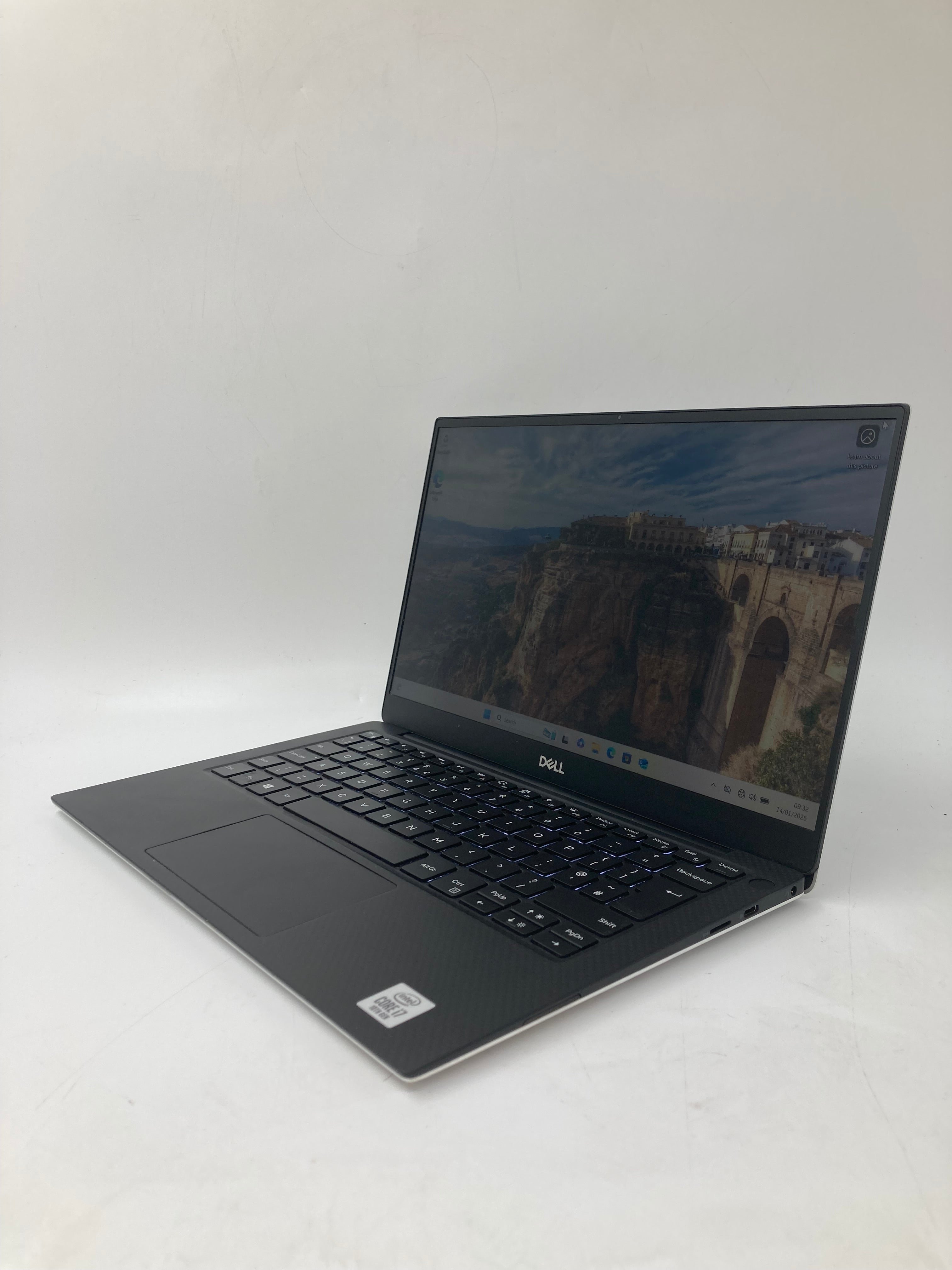 Dell XPS 13 7390 front angled view with lid open