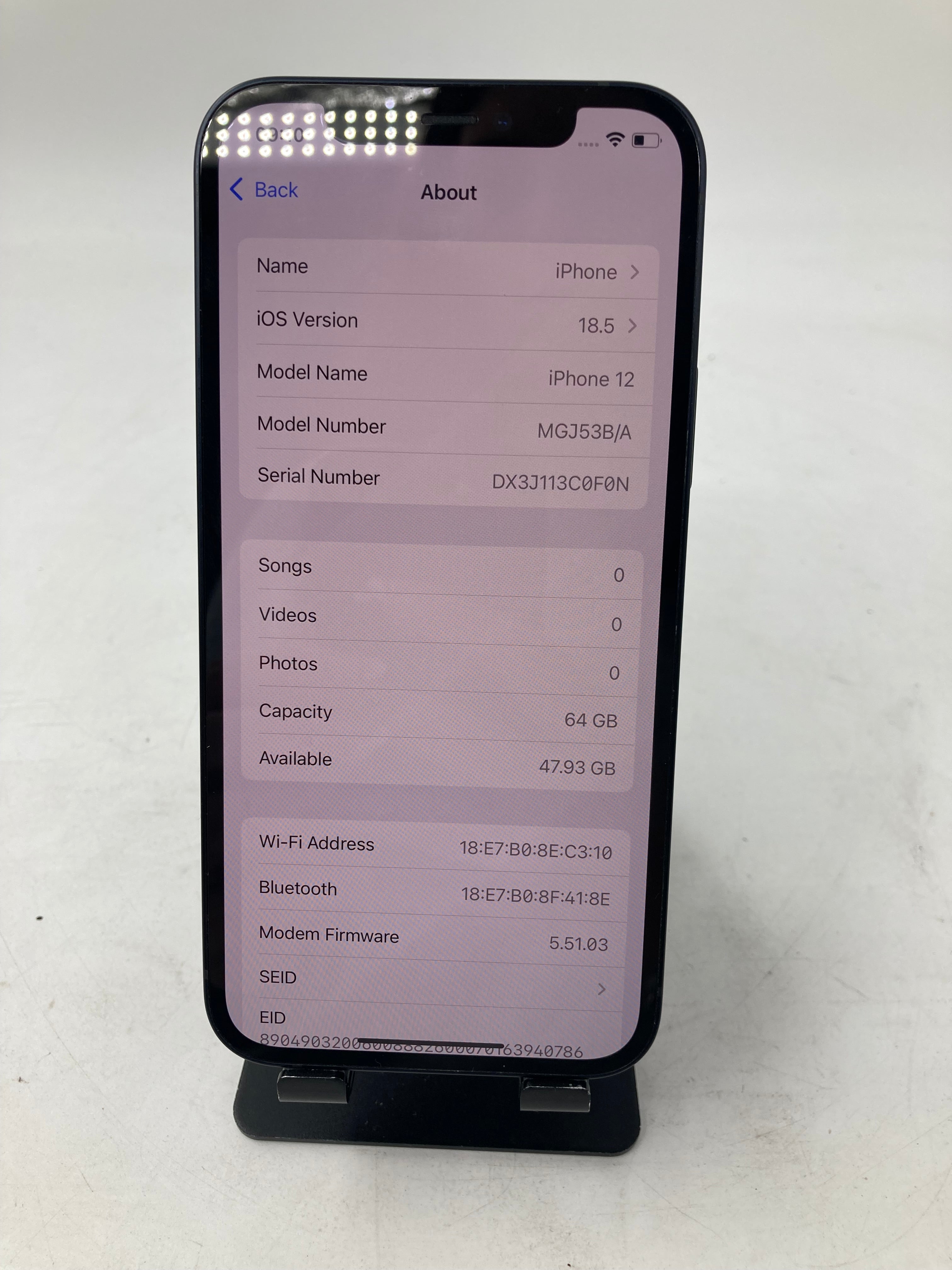 Apple iPhone 12 A2403 64GB Storage Black - Unlocked