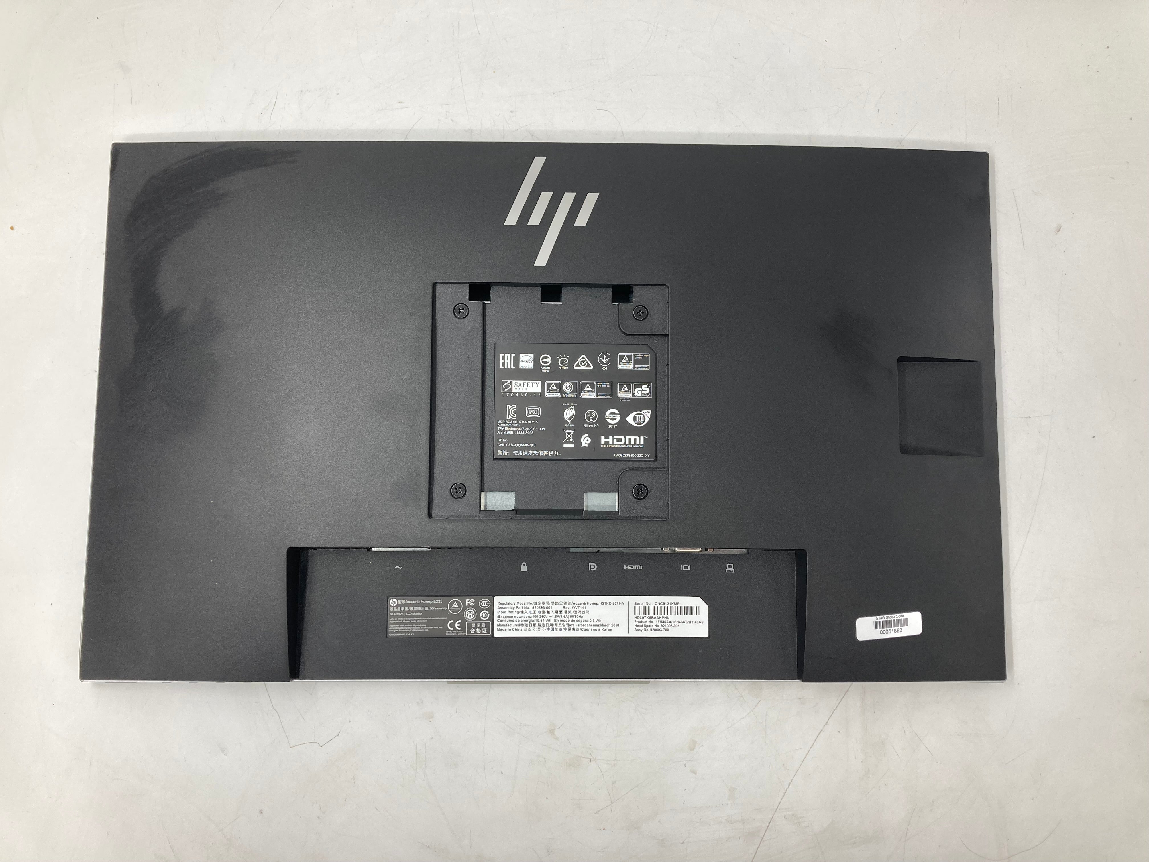 HP Monitor E233 23" Display IPS VGA Display Port HDMI No Stand Batch of 5