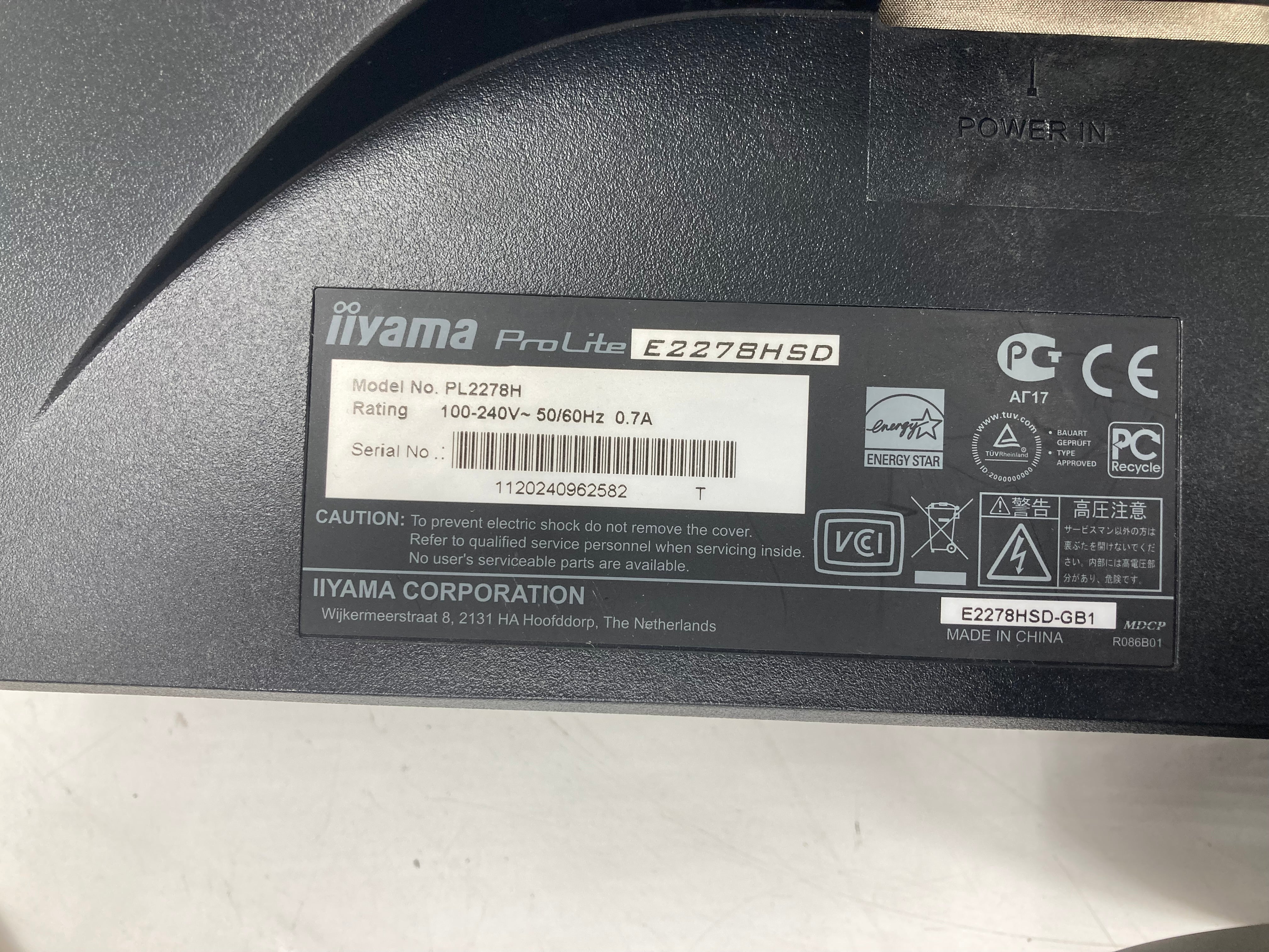 iiyama ProLite E2278HD 22" LED Monitor VGA DVI