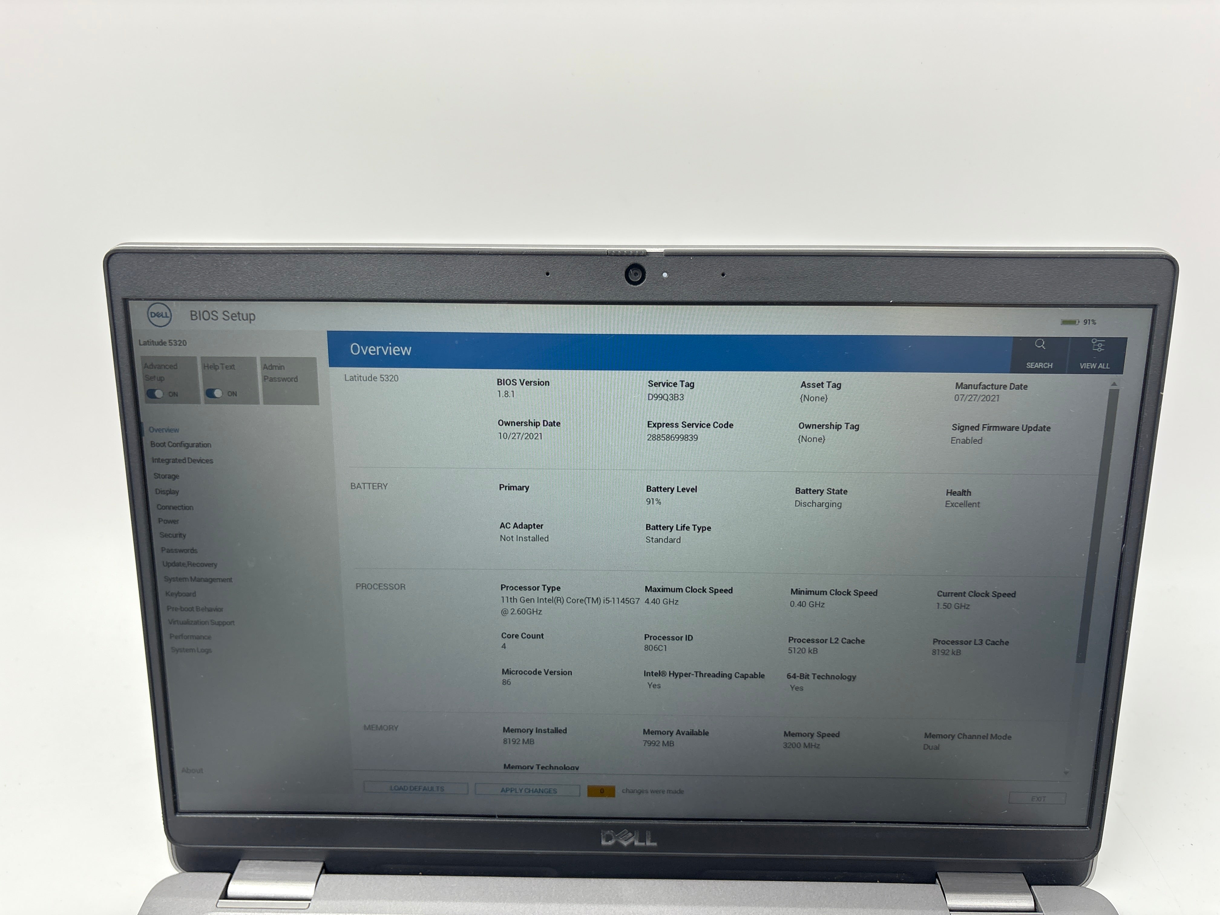 Dell Laptop Latitude 5320 13.3" Screen i5 11th Gen 8GB RAM 256GB SSD W11
