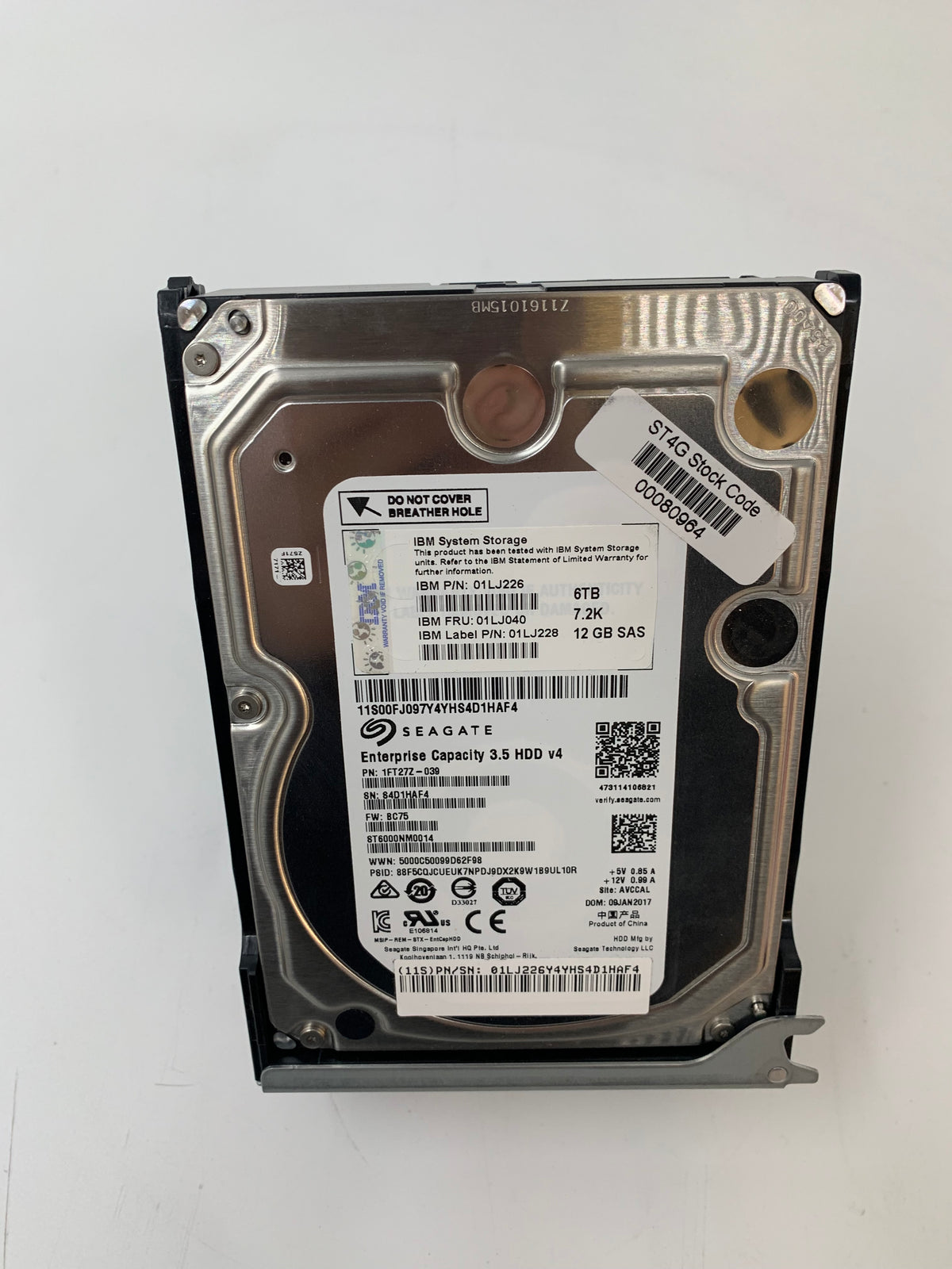 IBM SAS HDD | 01LJ040 | 3.5" | 6TB | 7.2K RPM | 12 Gbps | Caddy Included