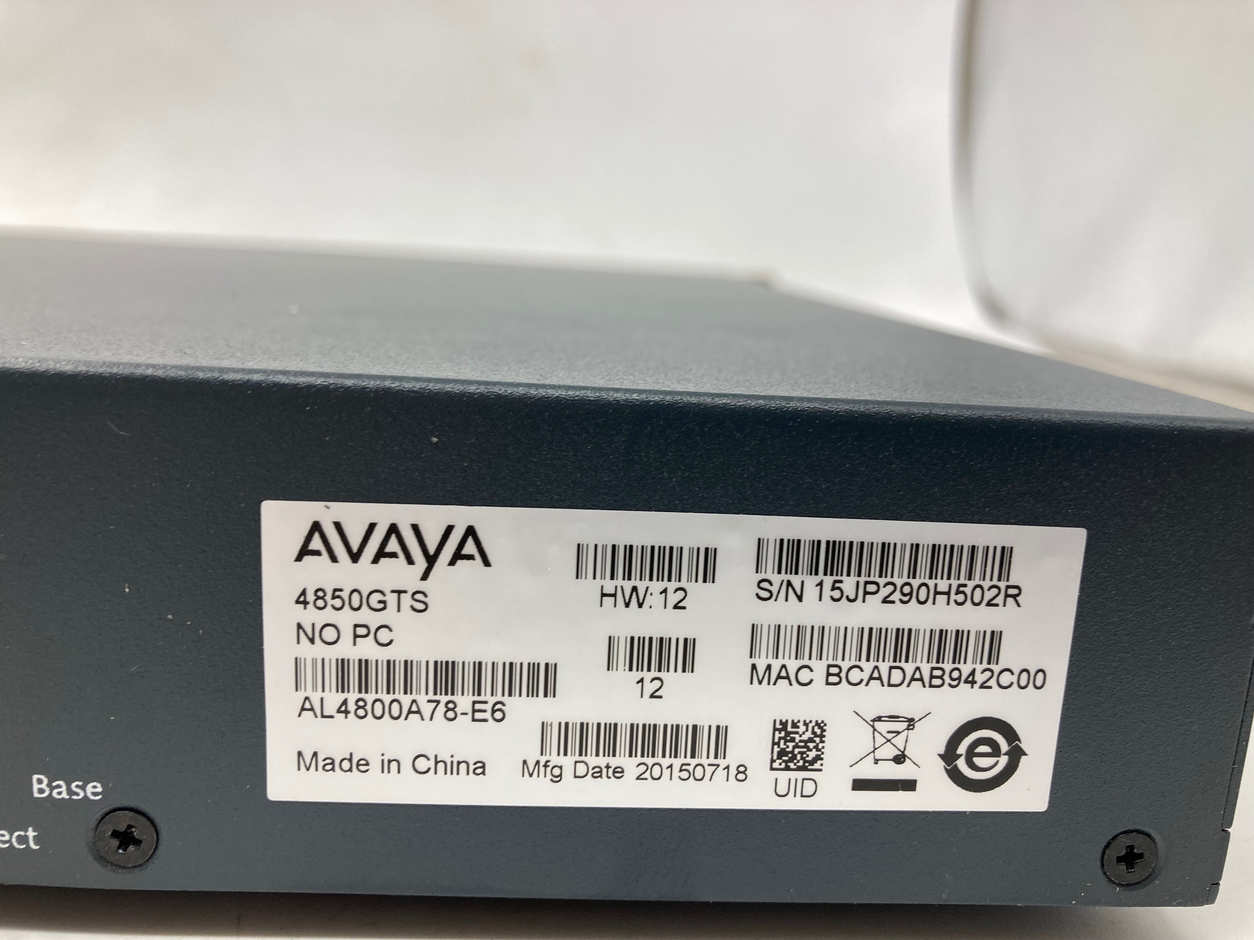 Avaya Network Switch 4850GTS-PWR+ 48-Port PoE Gigabit Ethernet Network Switch