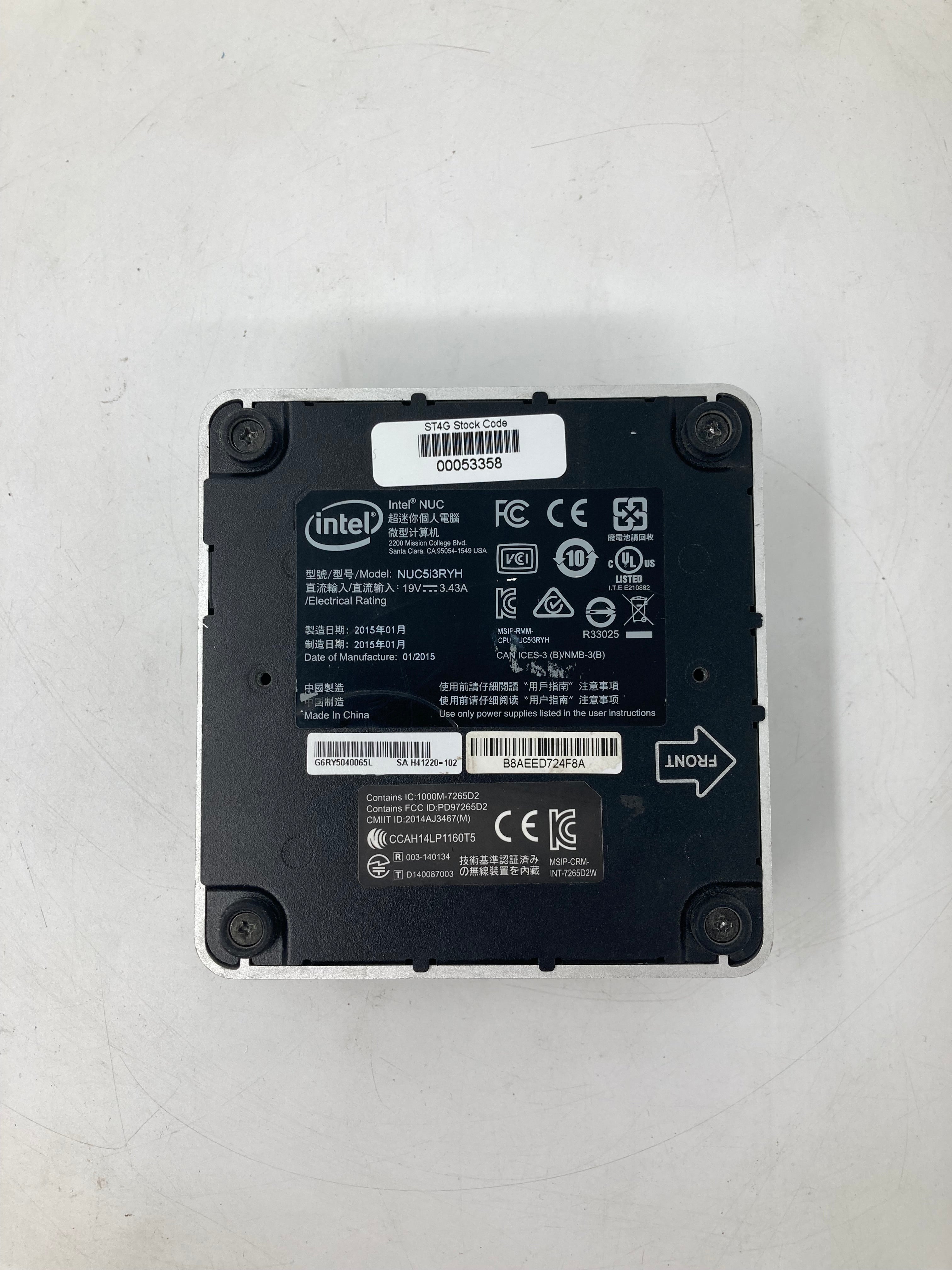 Intel NUC NUC5i3RYH i3 5th Gen 8GB RAM No HDD No OS
