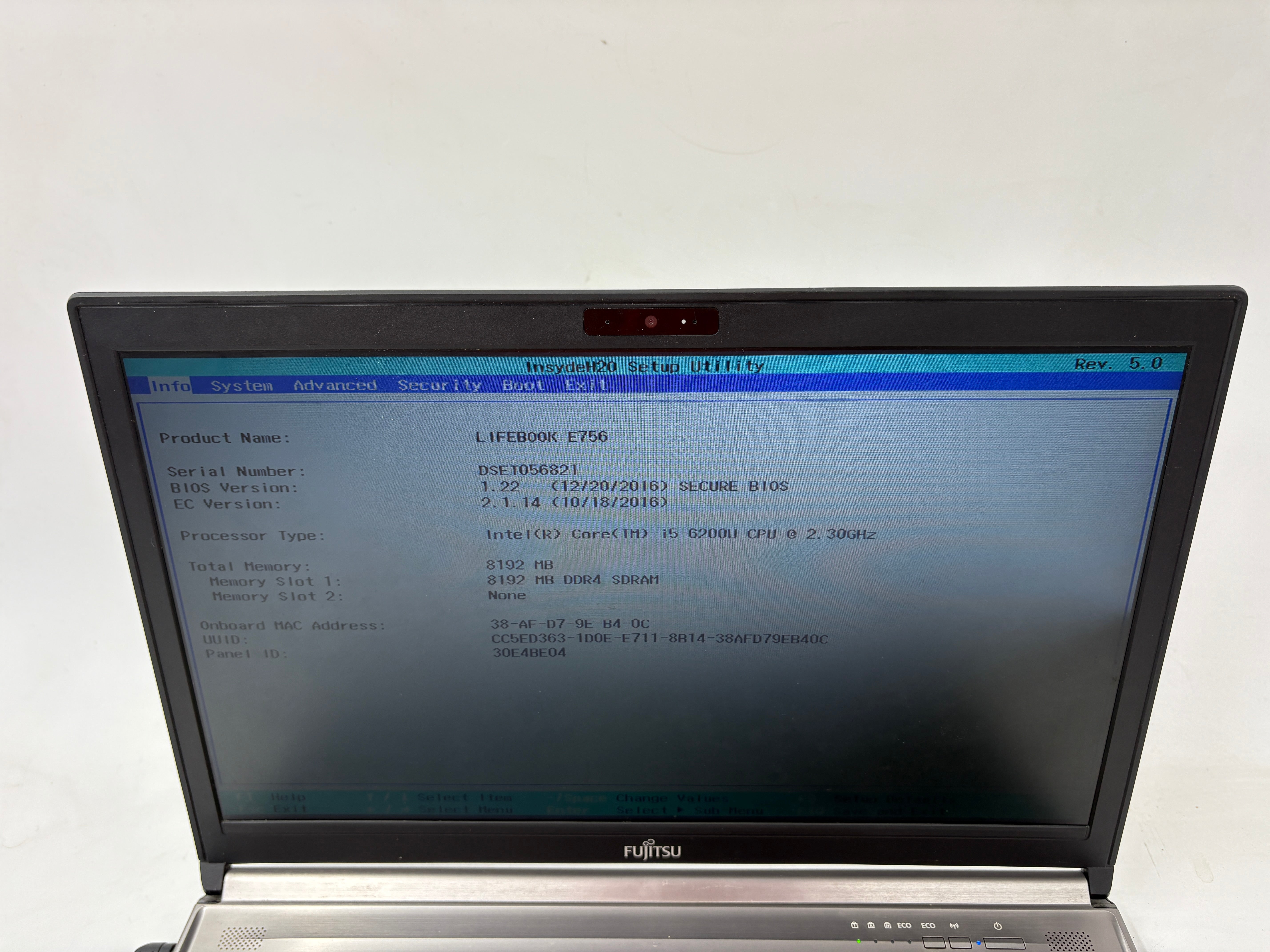 Fujitsu Laptop LifeBook E756 15.6" Screen i5 6th Gen 8GB RAM NO SSD NO OS