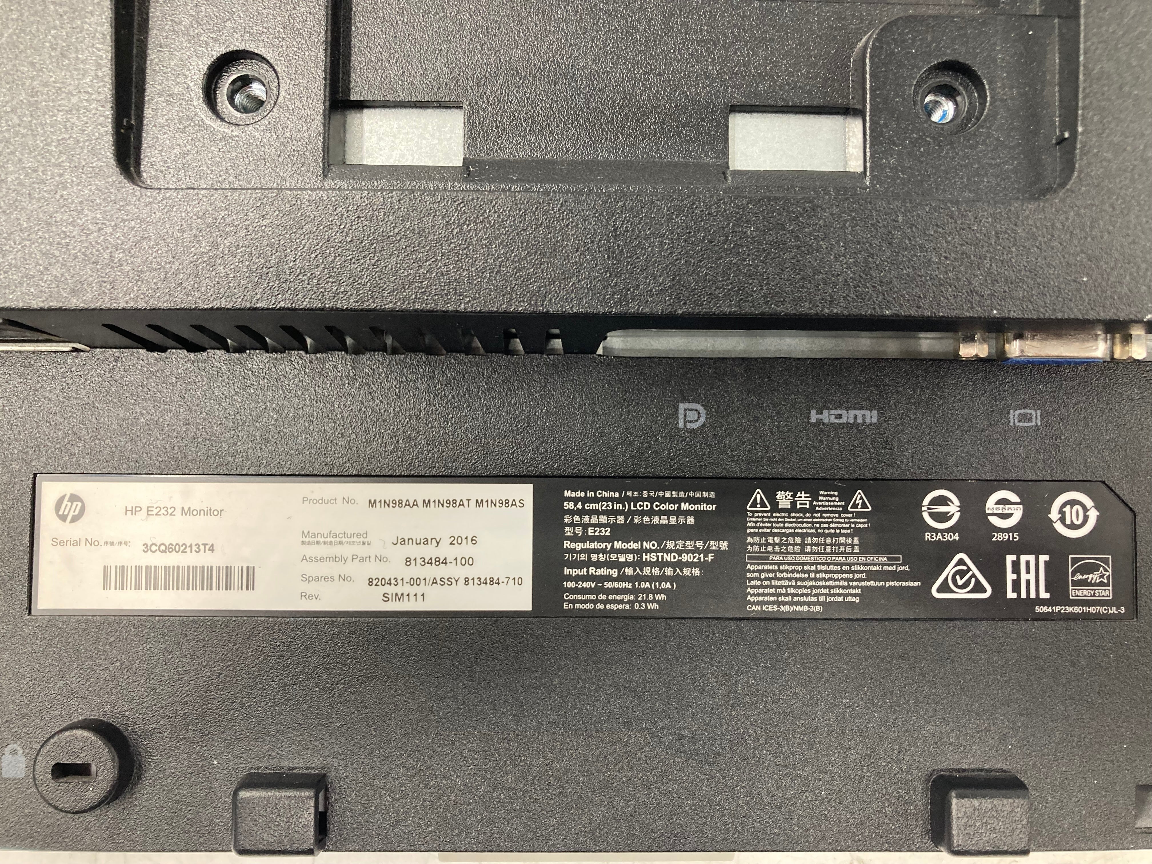 HP E232 23" Monitor HD VGA Display Port  HDMI Port Lot Of 6