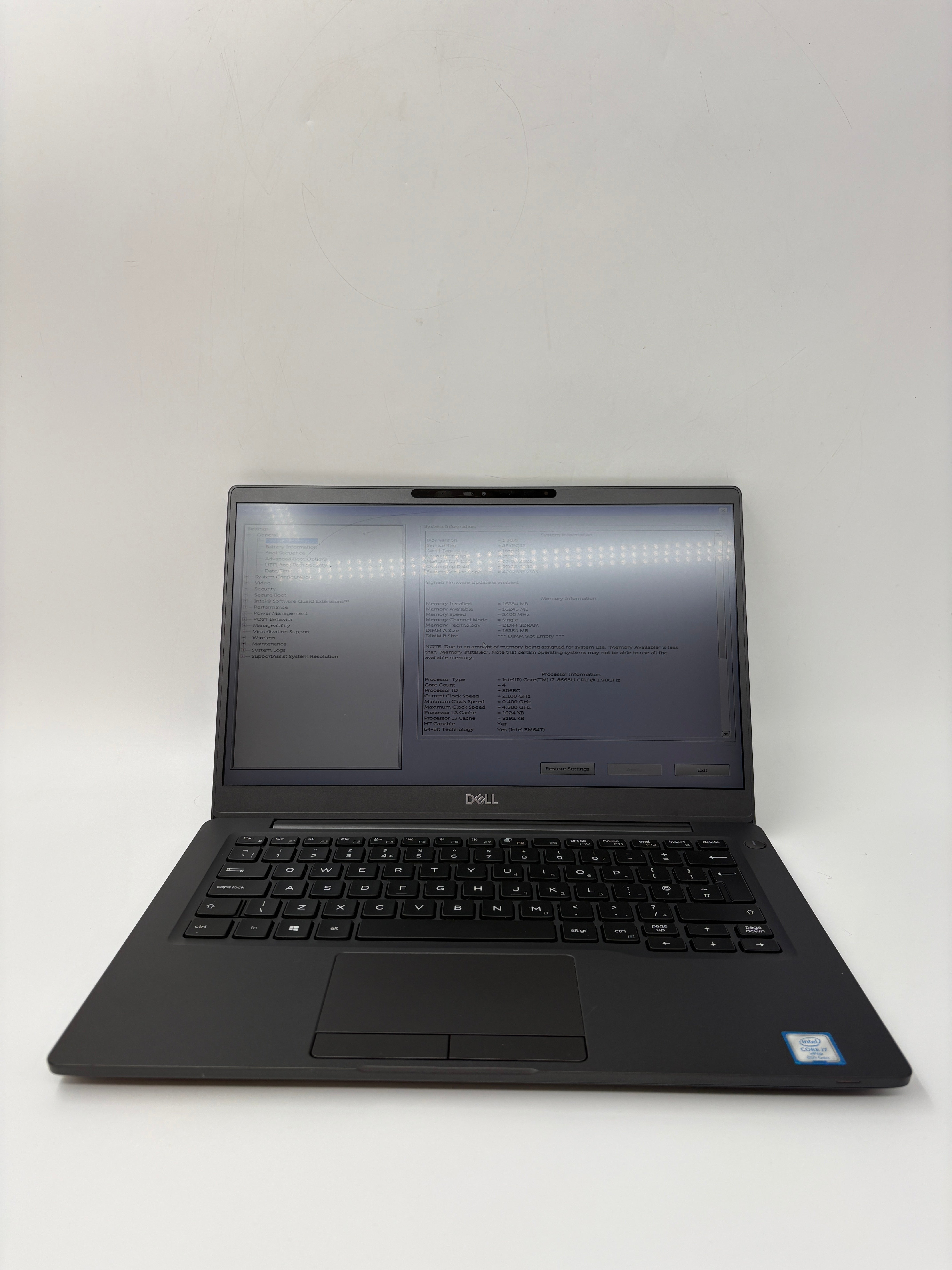 Dell Laptop Latitude 7300 13" Screen i7 8th Gen 16GB RAM No SSD No OS Spares