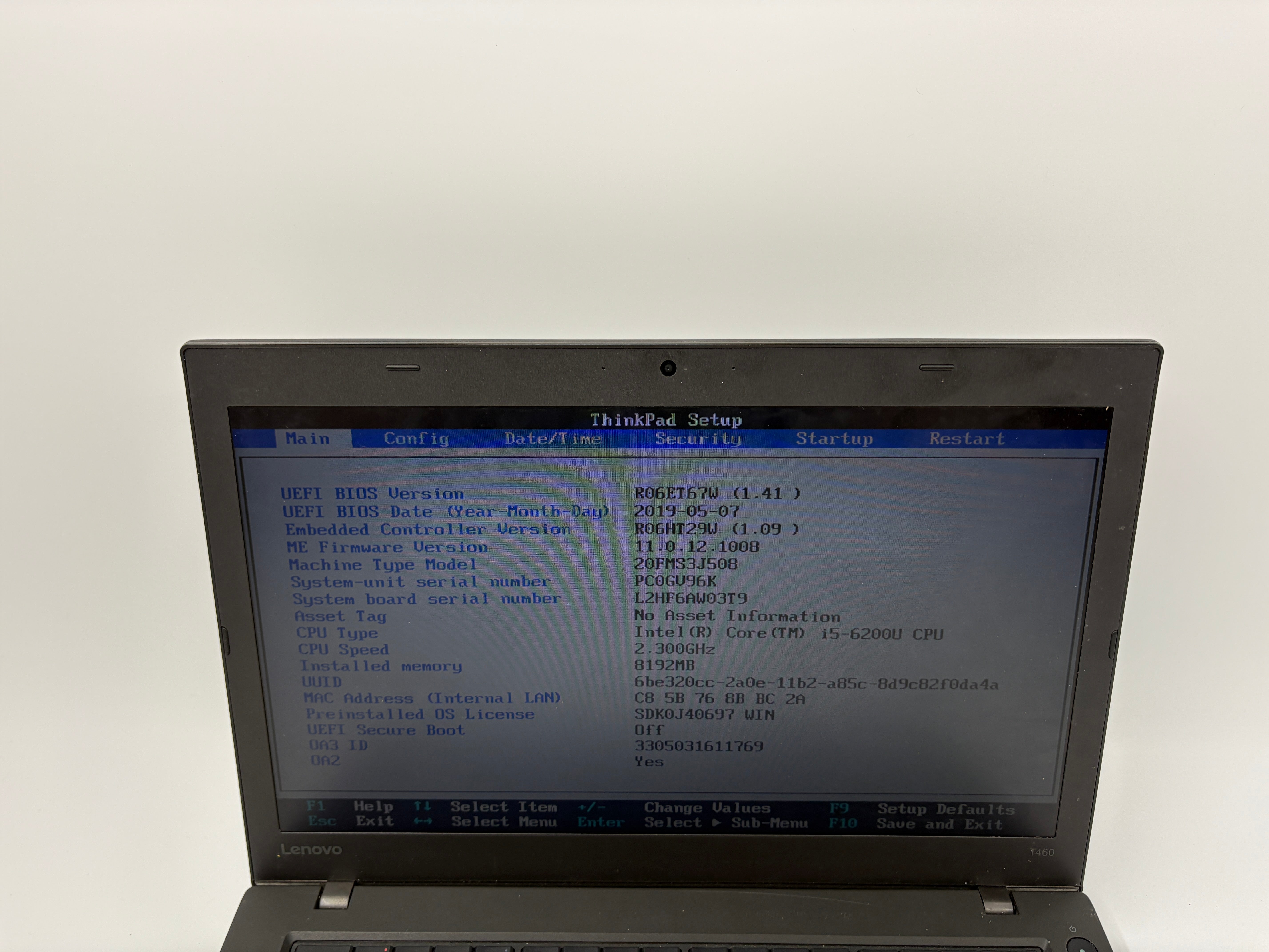Lenovo Laptop ThinkPad T460 14" Screen 8GB RAM NO SSD NO OS