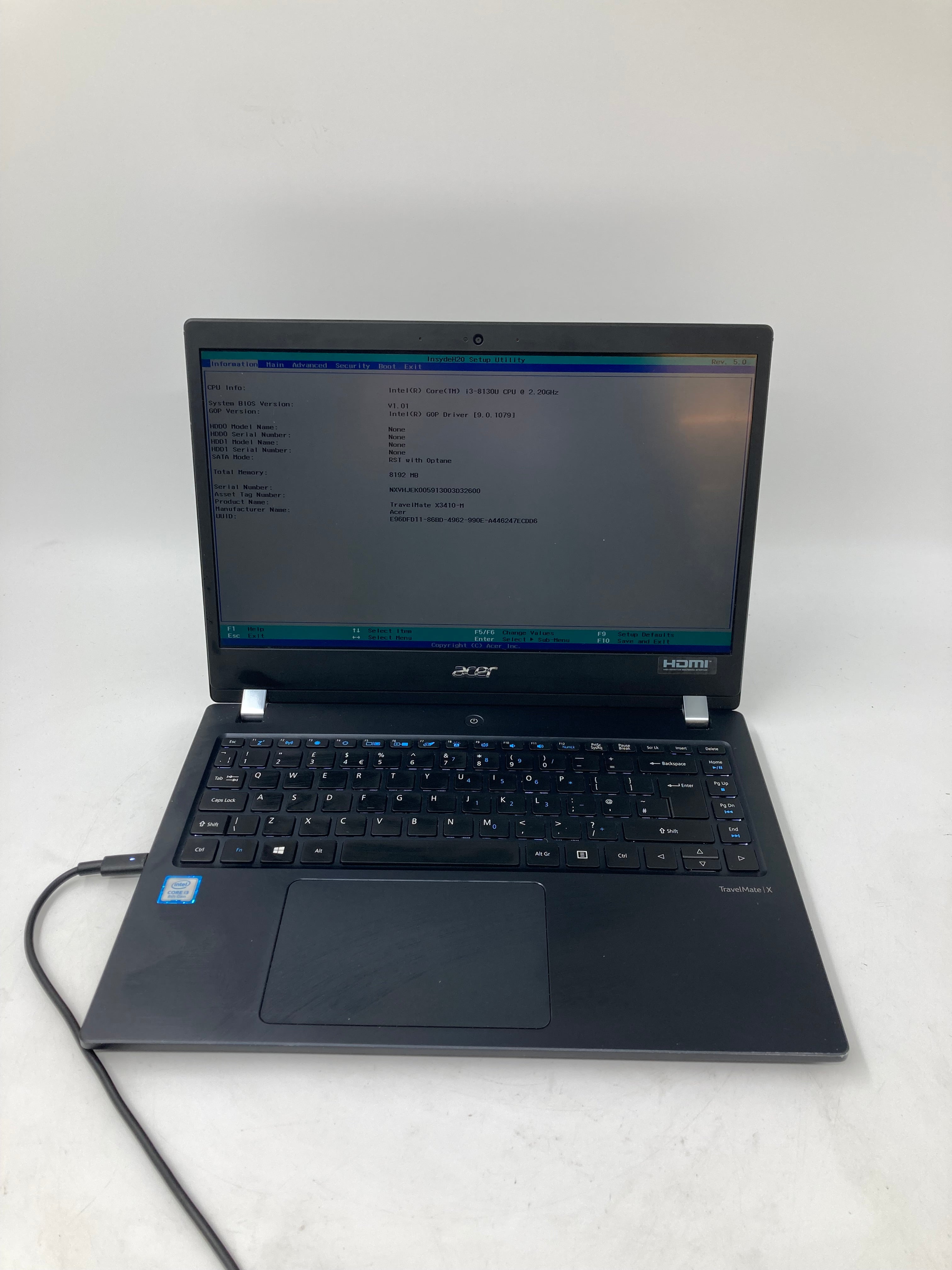 Acer Laptop TravelMate X3410-M 14" i3 8th Gen 8GB No HDD No OS