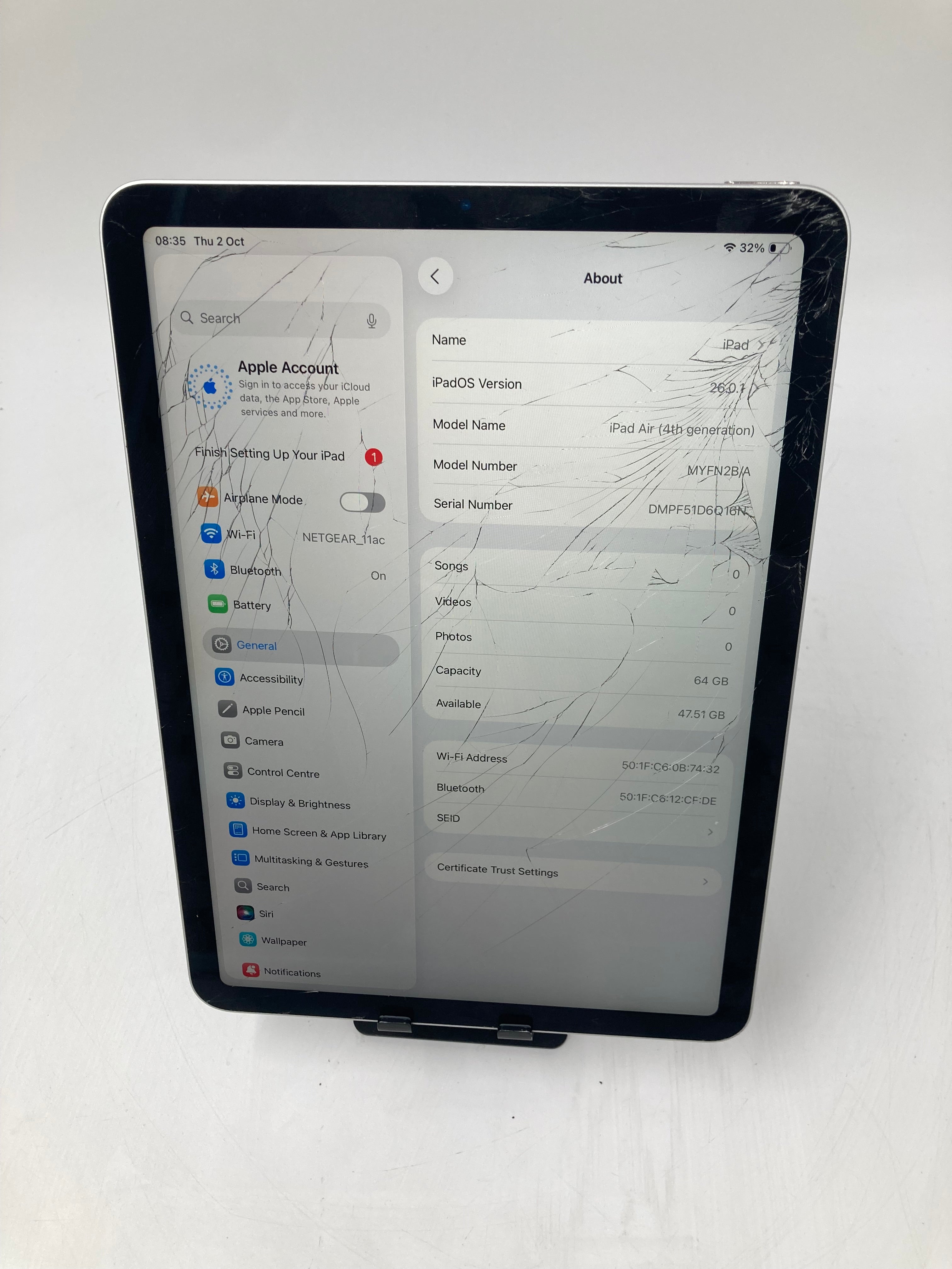 Apple iPad Air 4 A2316 64GB Silver Unlocked *Spares* Batch of 3