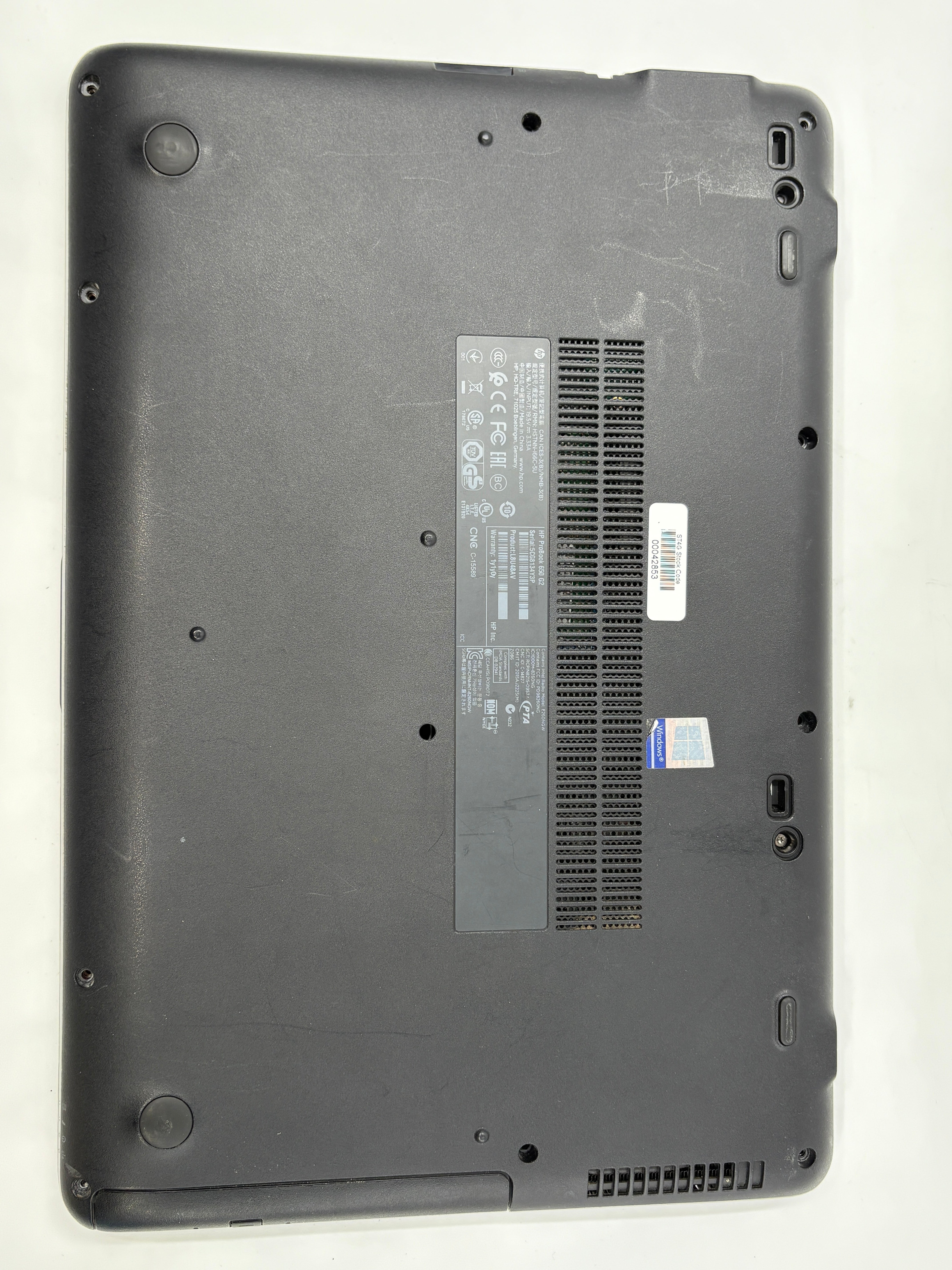 HP Laptop ProBook 650 G2 15.6" Screen i5 6th Gen 4GB RAM 128GB SSD W10 Pro