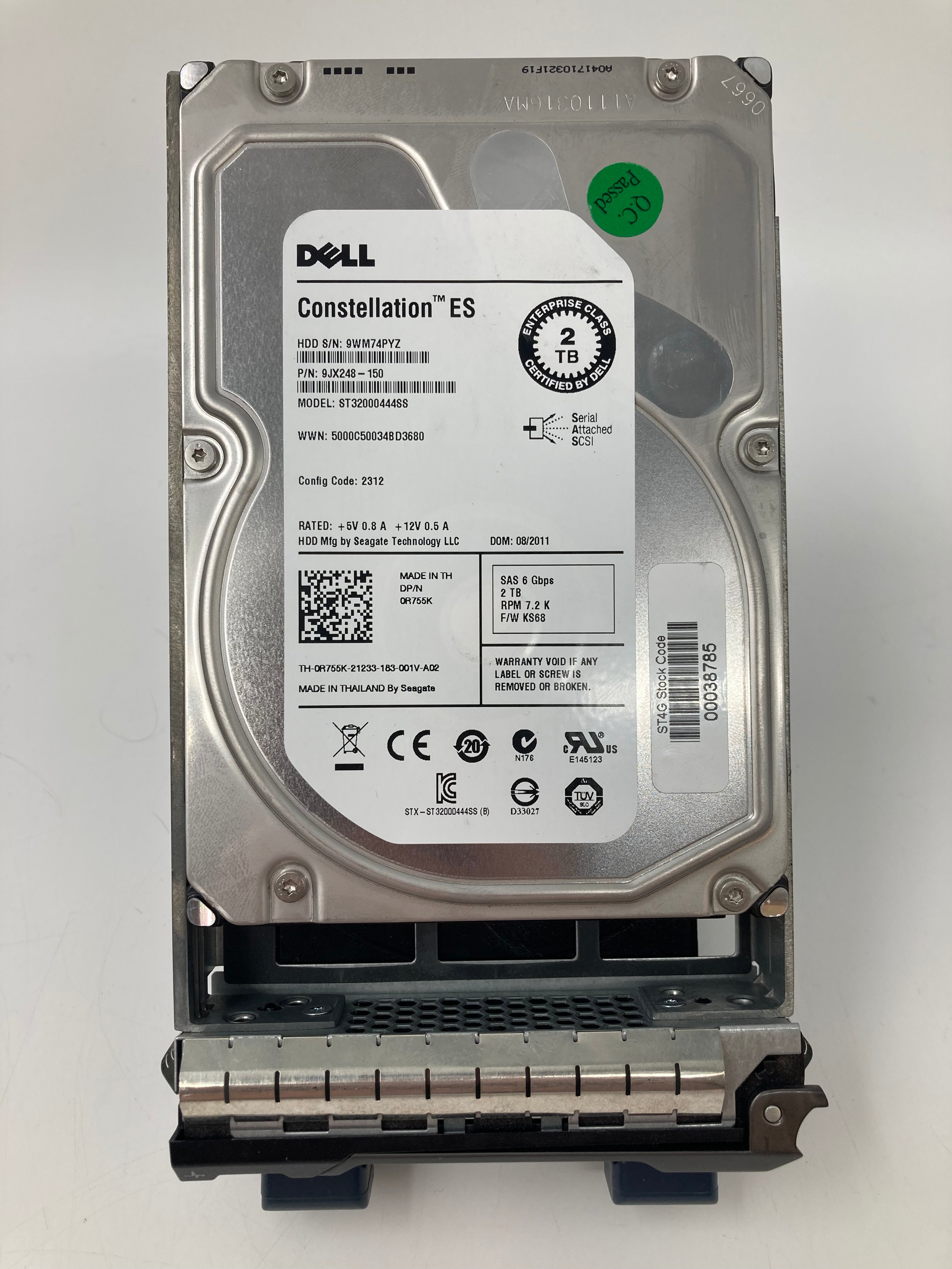 Dell Hard Disk Drive | 2TB | SAS | 3.5" | DP/N 0R755K | 7.2K | 6Gbps | Lot of 2