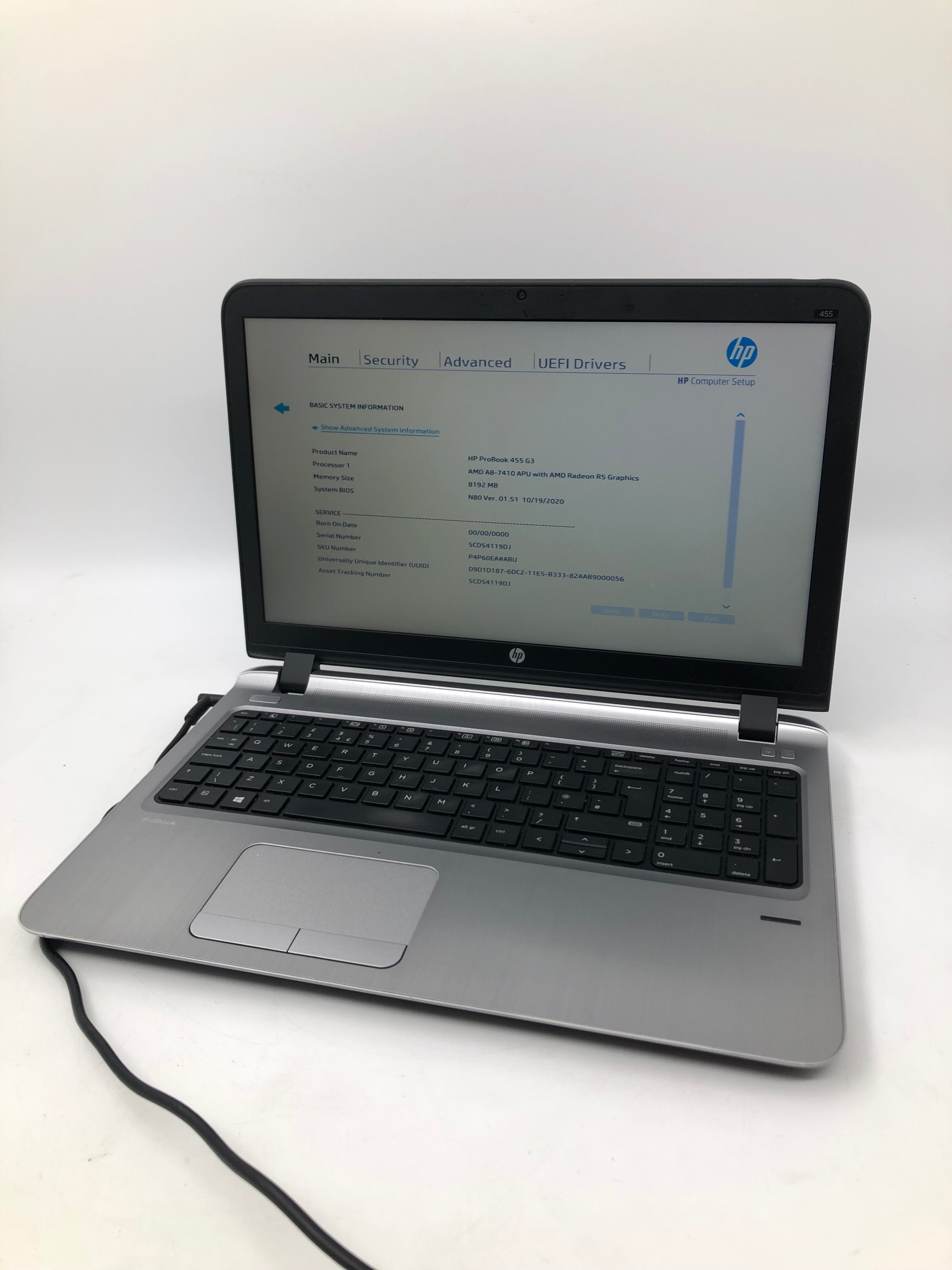 HP Laptop ProBook 455 G3 15" AMD A8-7410 8GB RAM No HDD No OS *Spares*