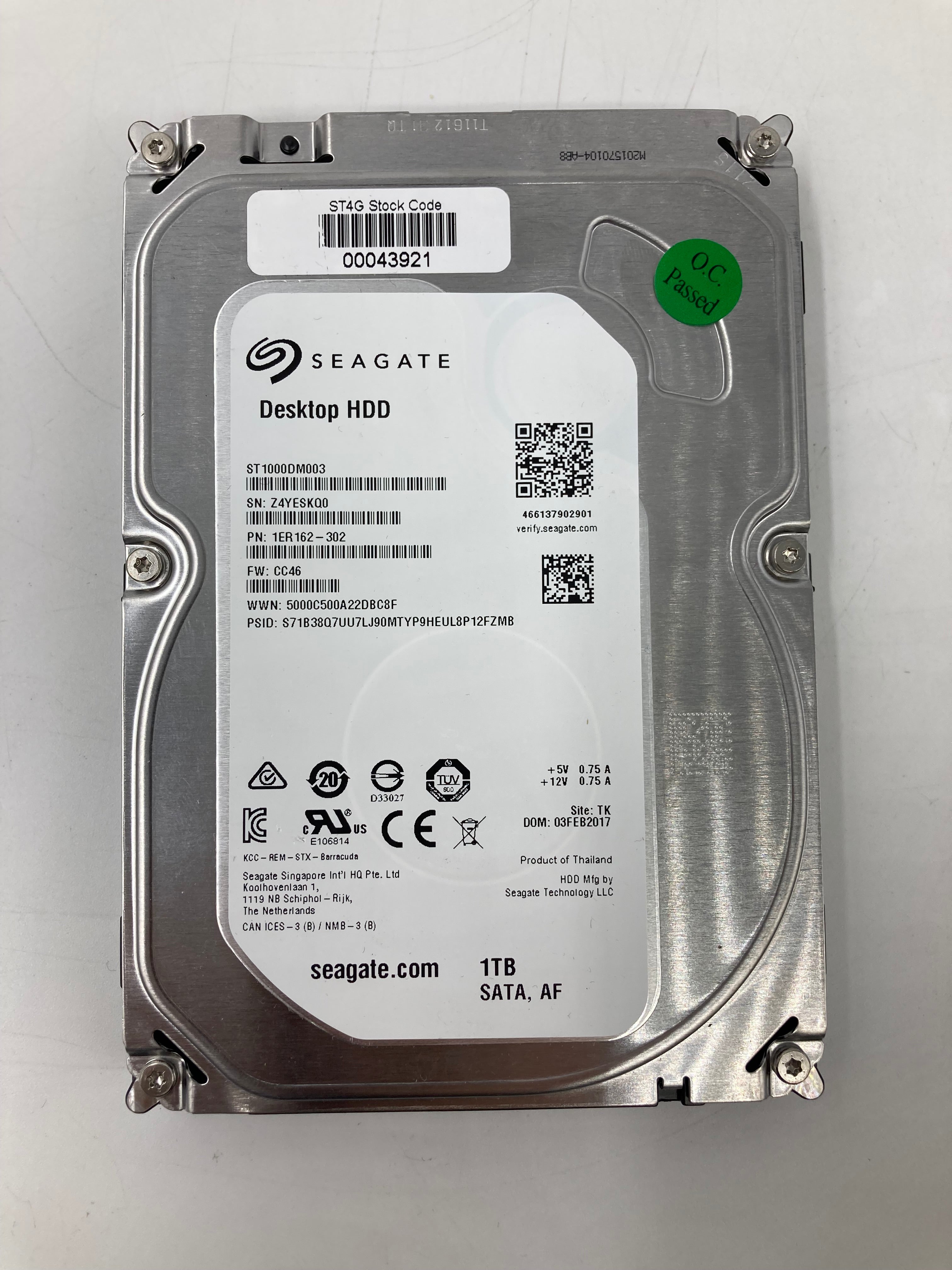 Batch of 8 3.5" SATA 1TB Hard Disk Drives - Mixed Brands