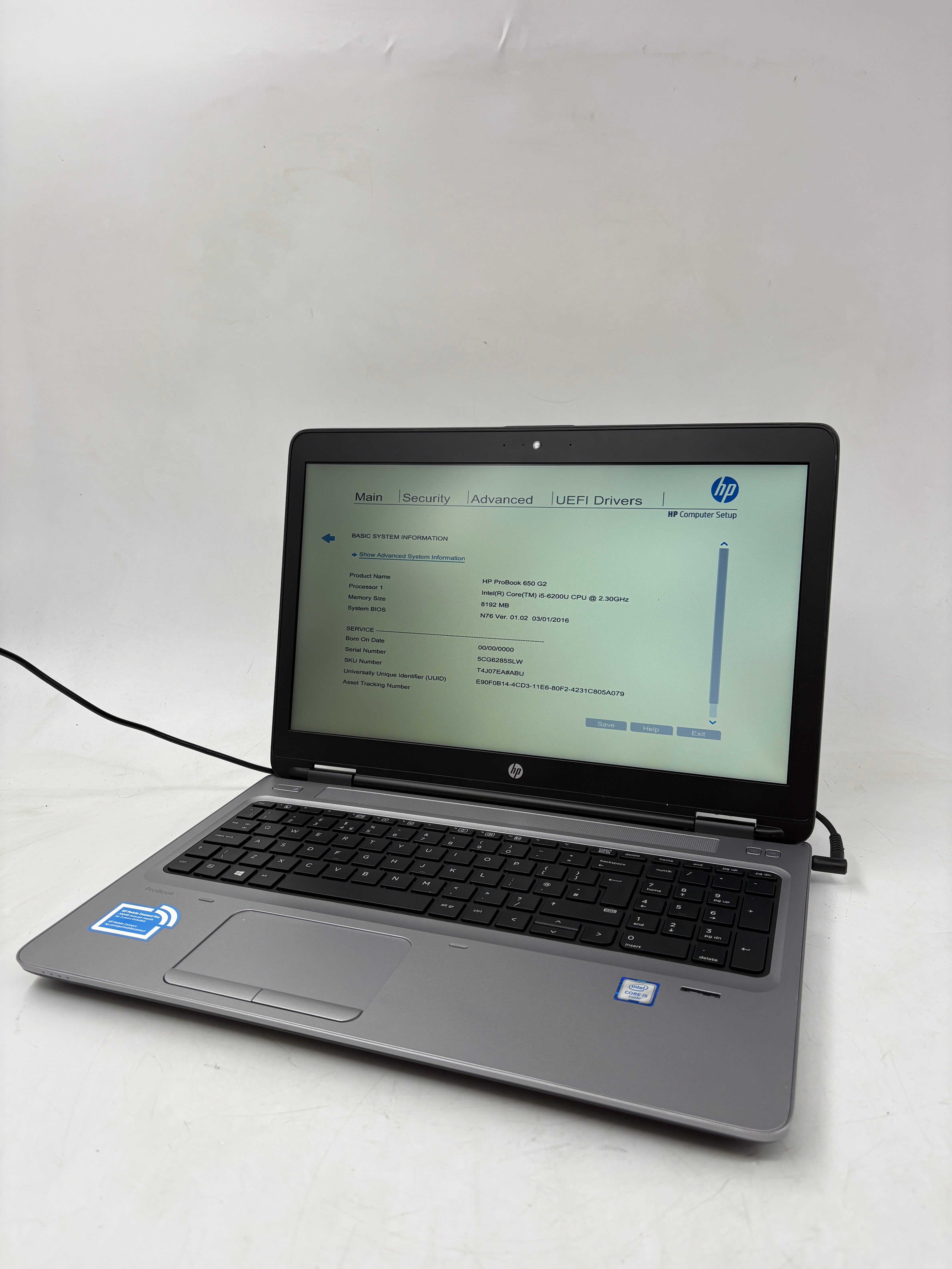 HP Laptop ProBook 650 G2 i5 6th Gen 8GB RAM NO SSD NO OS