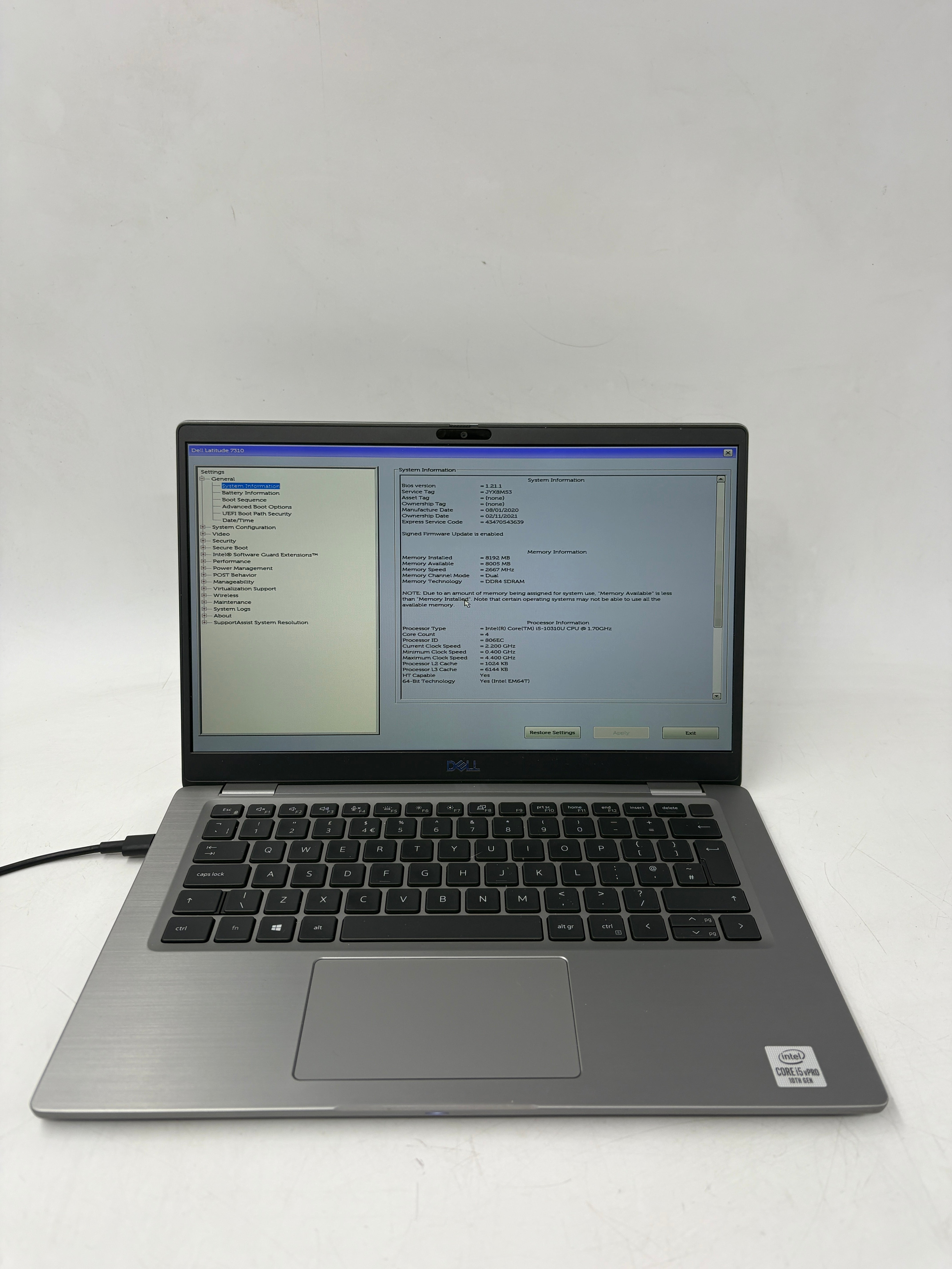 Dell Laptop Latitude 7310 13.3" Screen i5 10th Gen 8GB RAM 256GB SSD W11