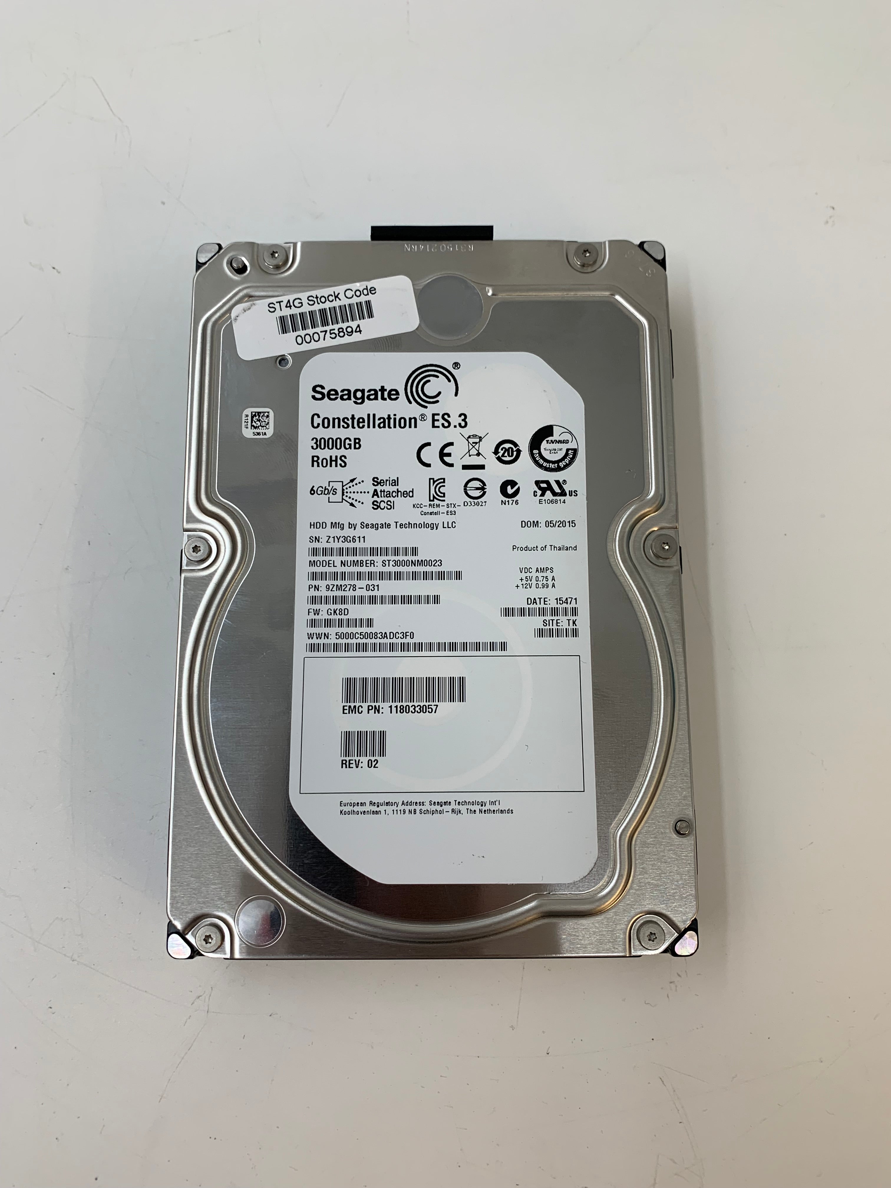 Seagate HDD | 3TB | ST3000NM0023 | SAS | 3.5 inch 6Gbps 7.2K RPM | Lot of 13