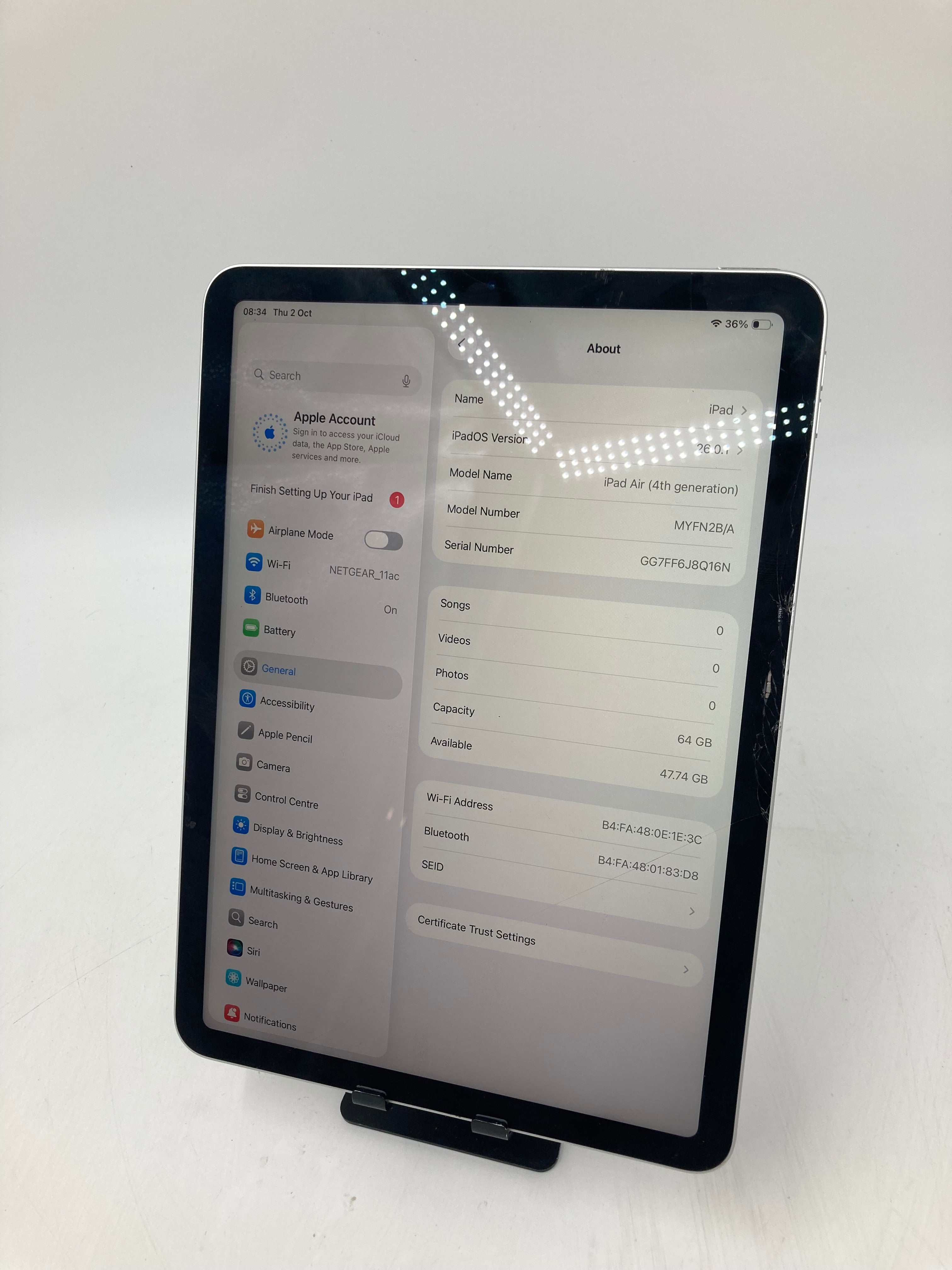 Apple iPad Air 4 A2316 64GB Silver Unlocked *Spares* Batch of 3