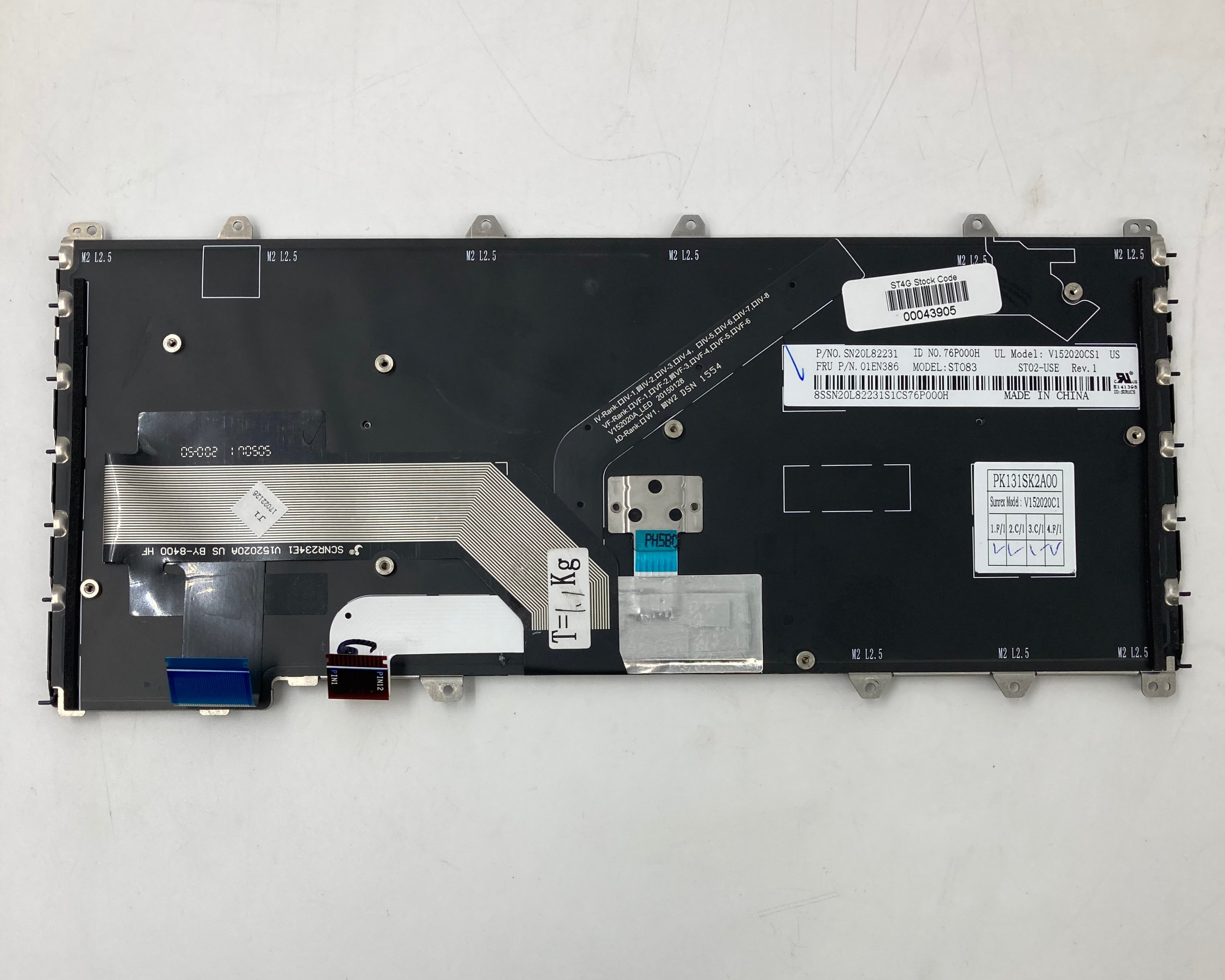 Lenovo Laptop Keyboard SN20L82340 UK Layout (ST083) - Missing Pointing Stick