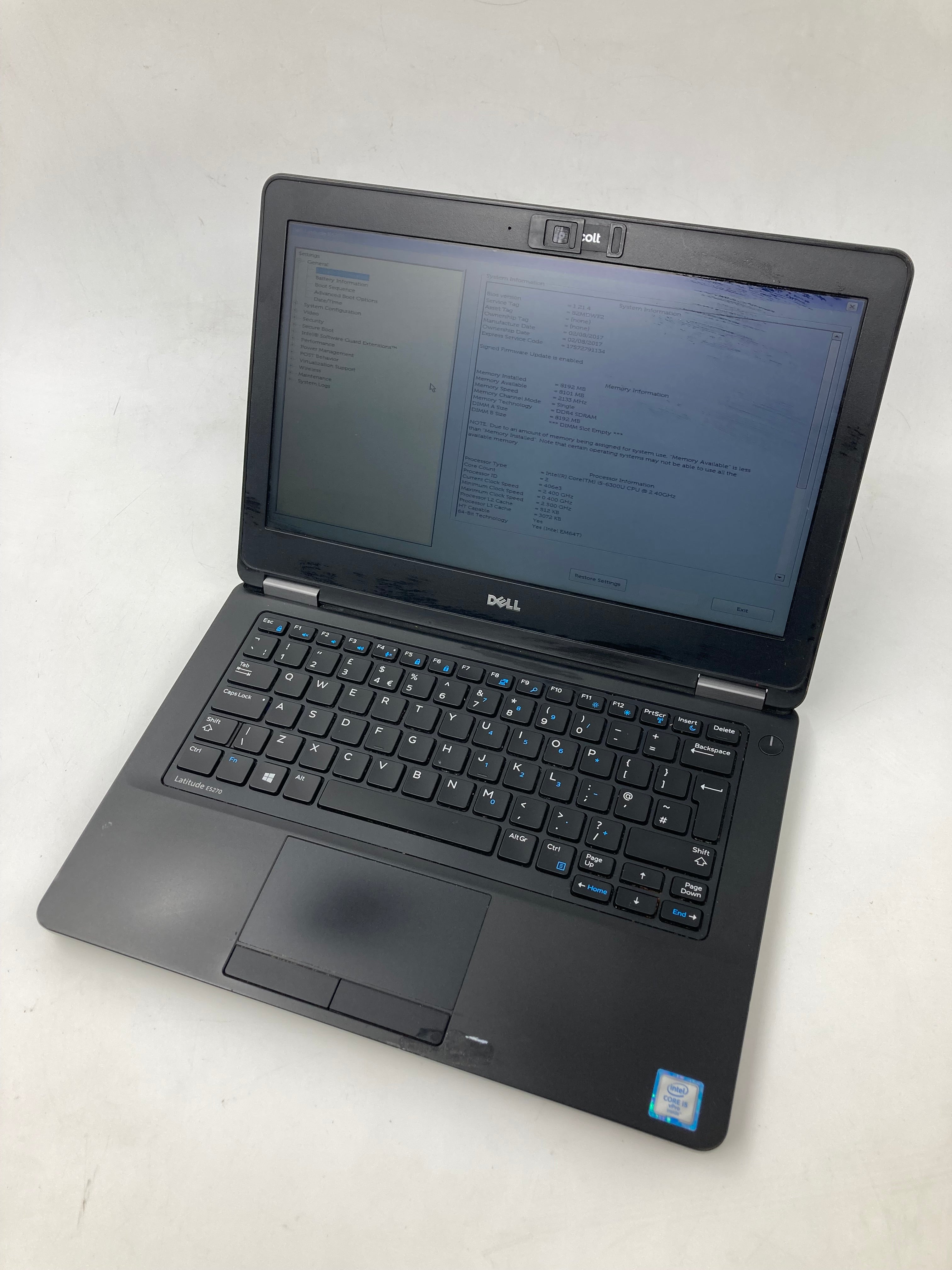 Dell Laptop Latitude E5270 12.5" i5-6300U 8GB RAM No SSD No OS #11