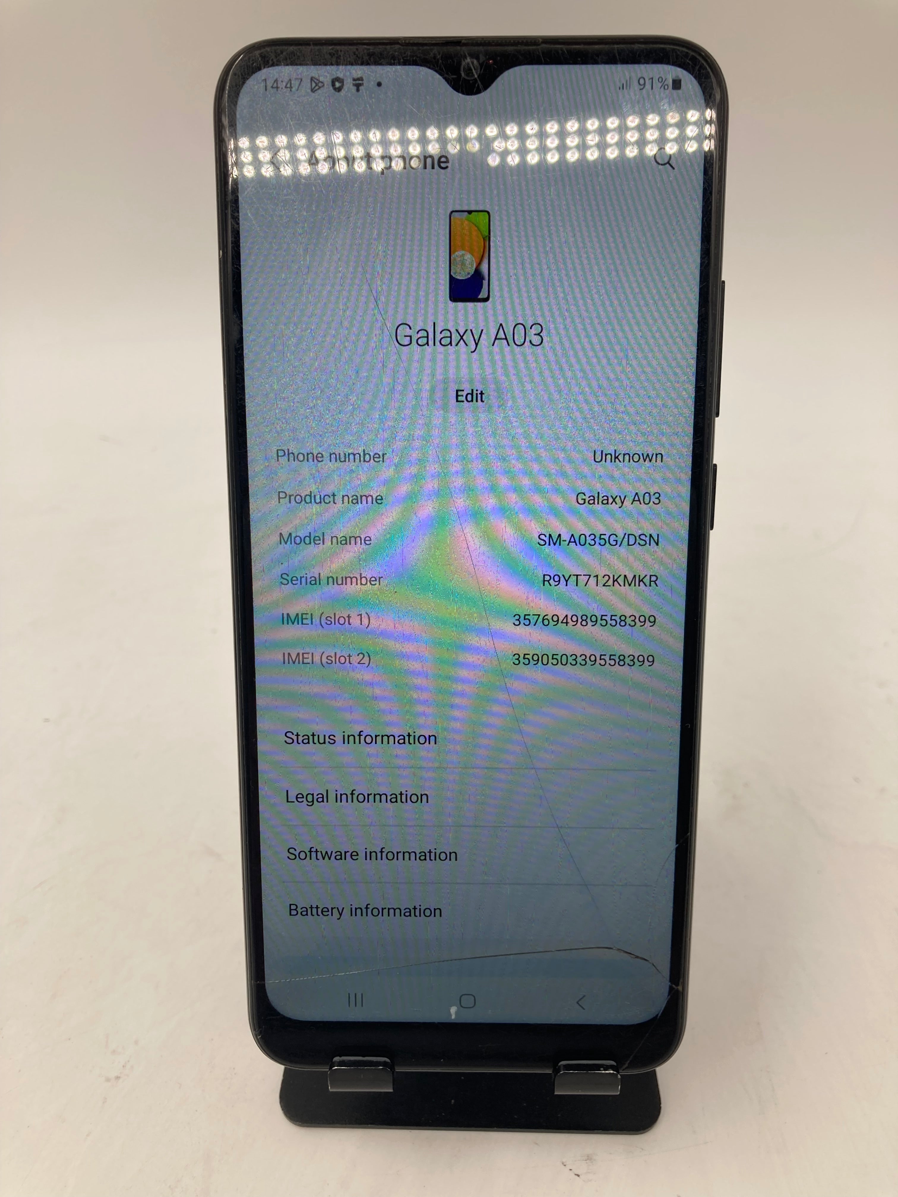 Samsung Galaxy A03 6.0" Screen 32GB Storage Black Spares