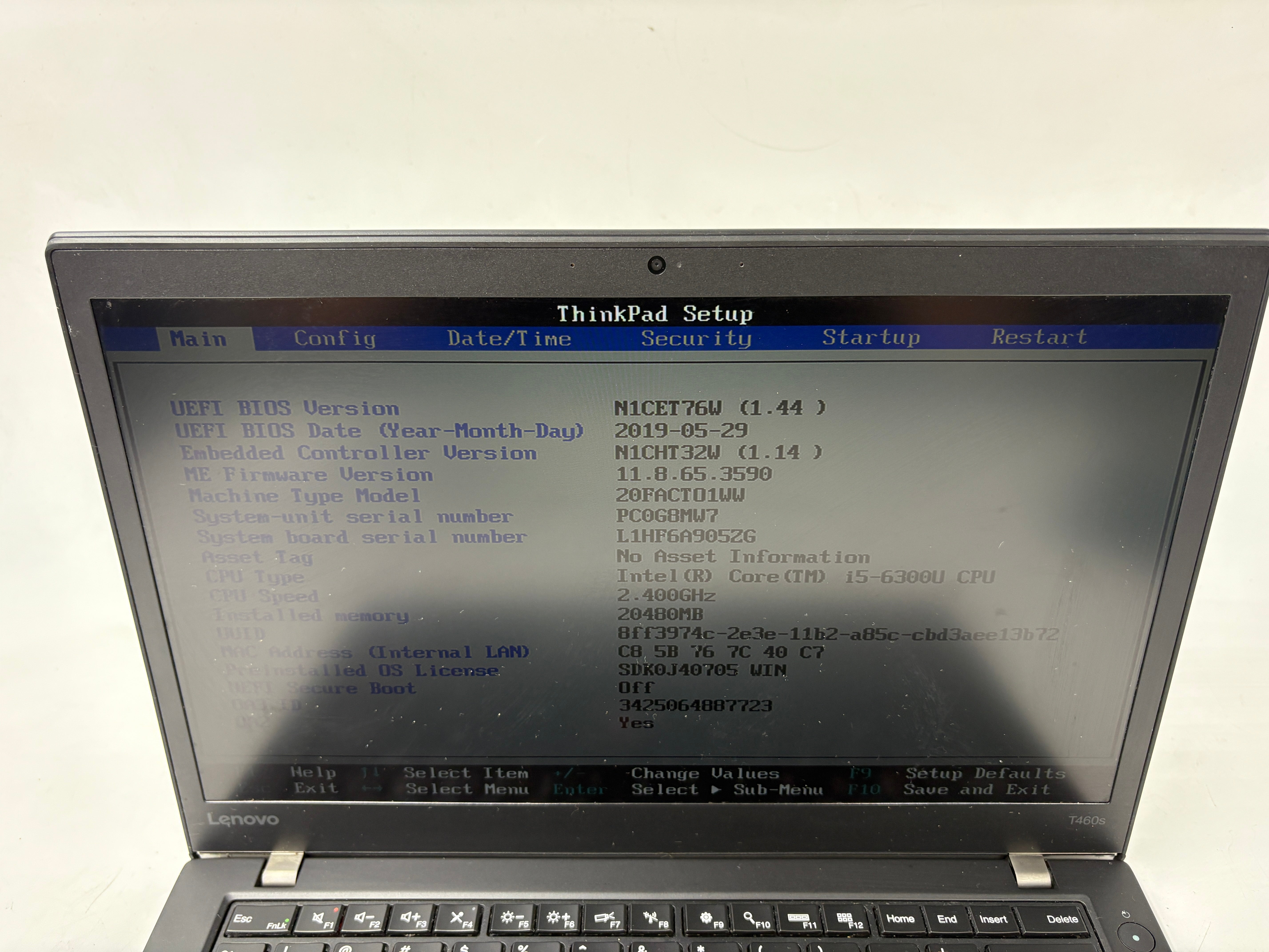 Lenovo Laptop ThinkPad T460s 14" Screen i5 6th Gen 20GB RAM NO SSD NO OS