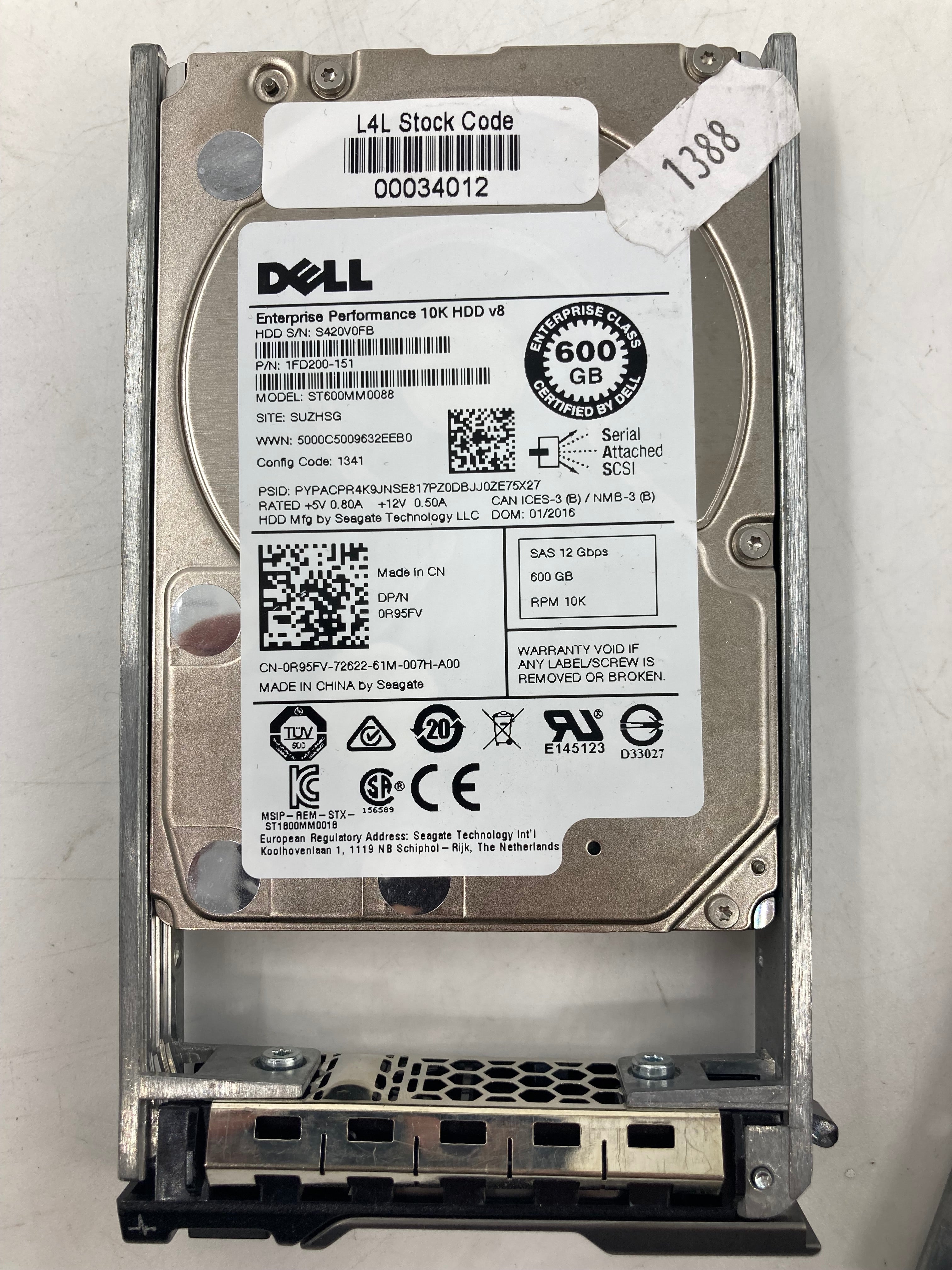 Dell Hard Disk Drive 2.5" SAS 600GB 10K RPM 6Gbps Lot of 20