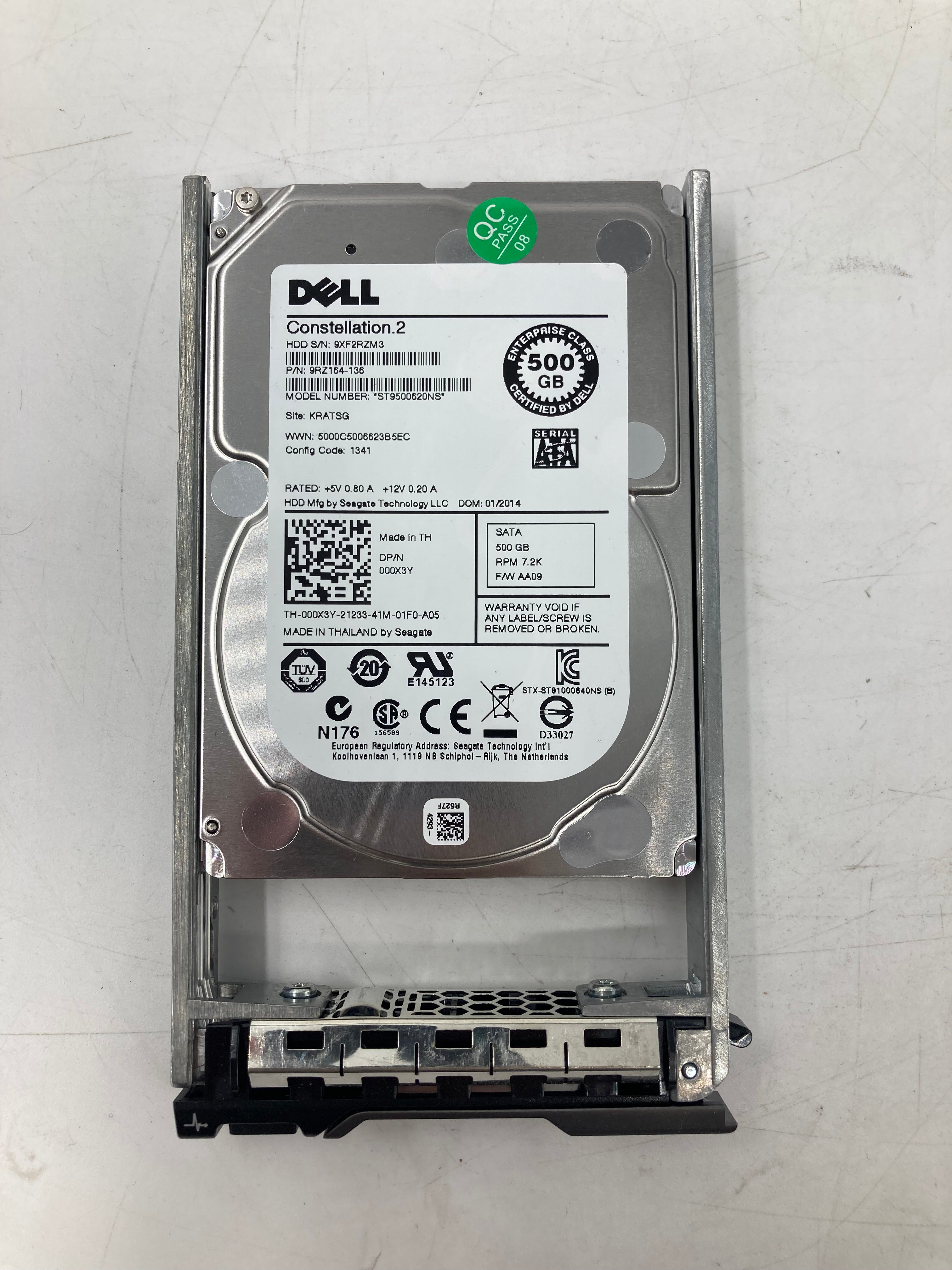 Dell HDD 2.5" SATA 500GB 7.2K RPM 6Gbps P/N 000X3Y
