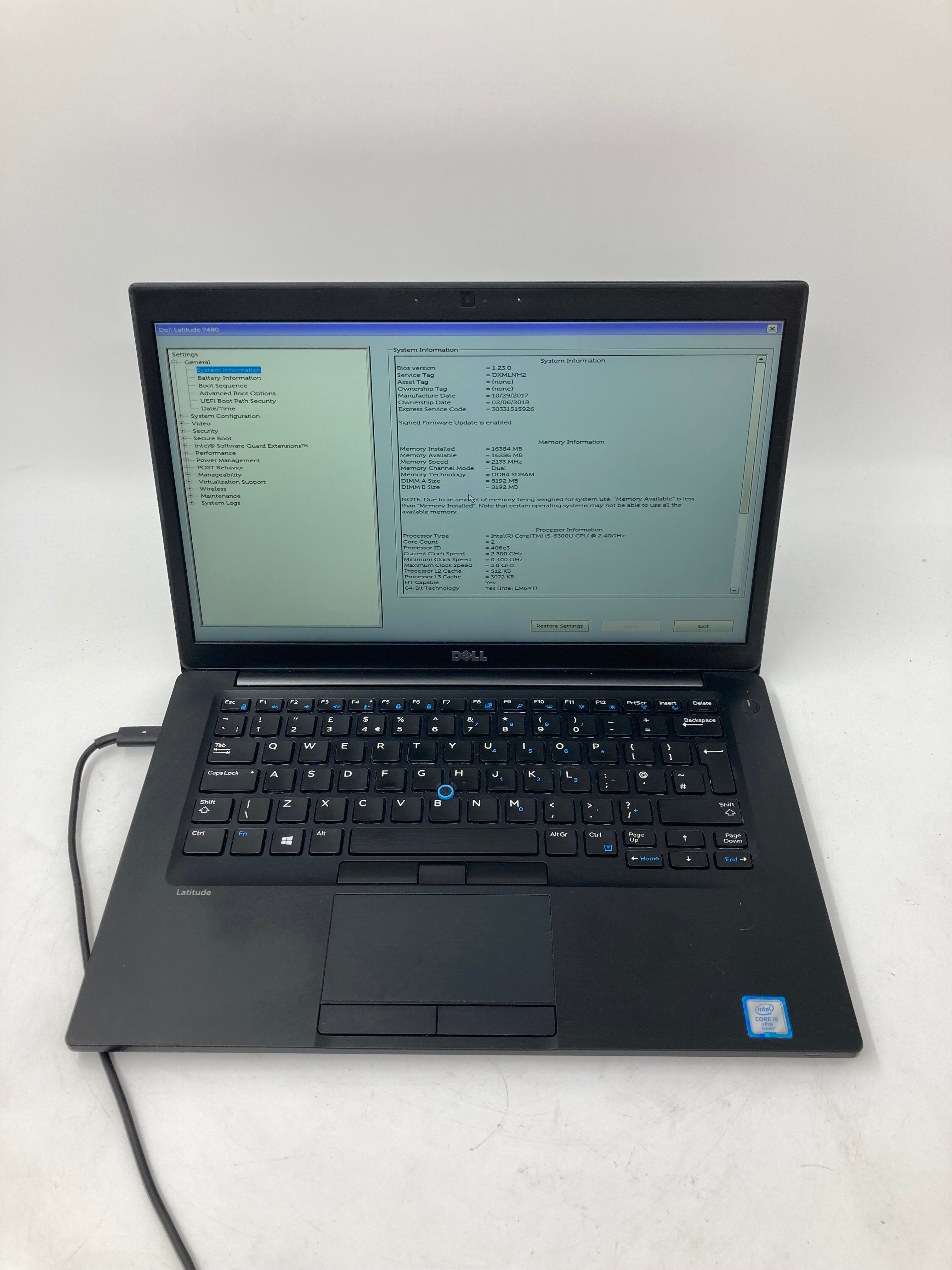 Dell Laptop Latitude 7480 14" i5 6th Gen 16GB RAM 256GB SSD No OS