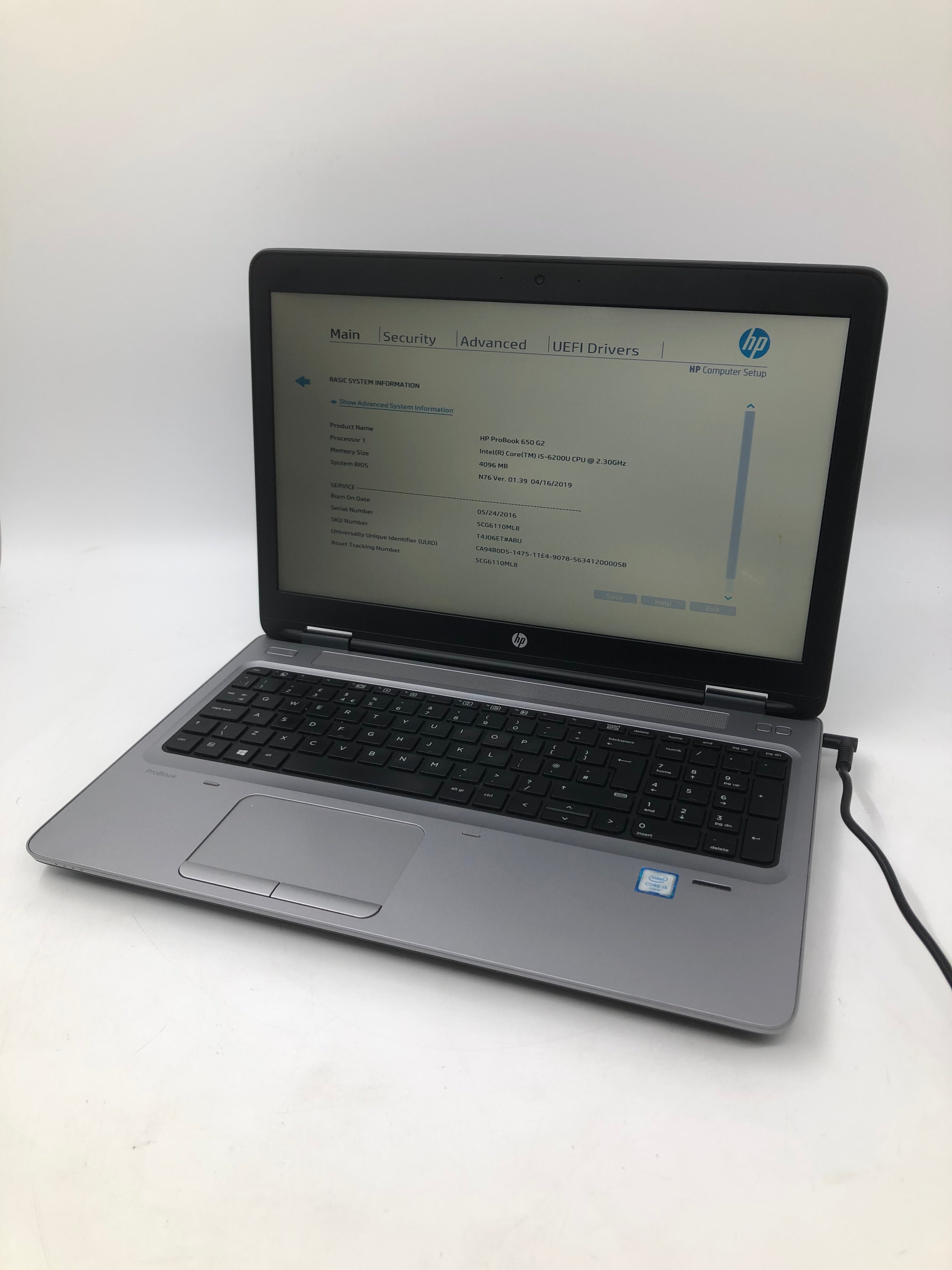 HP Laptop ProBook 650 G2 15" i5 6th Gen 4GB RAM No HDD No OS *Spares*