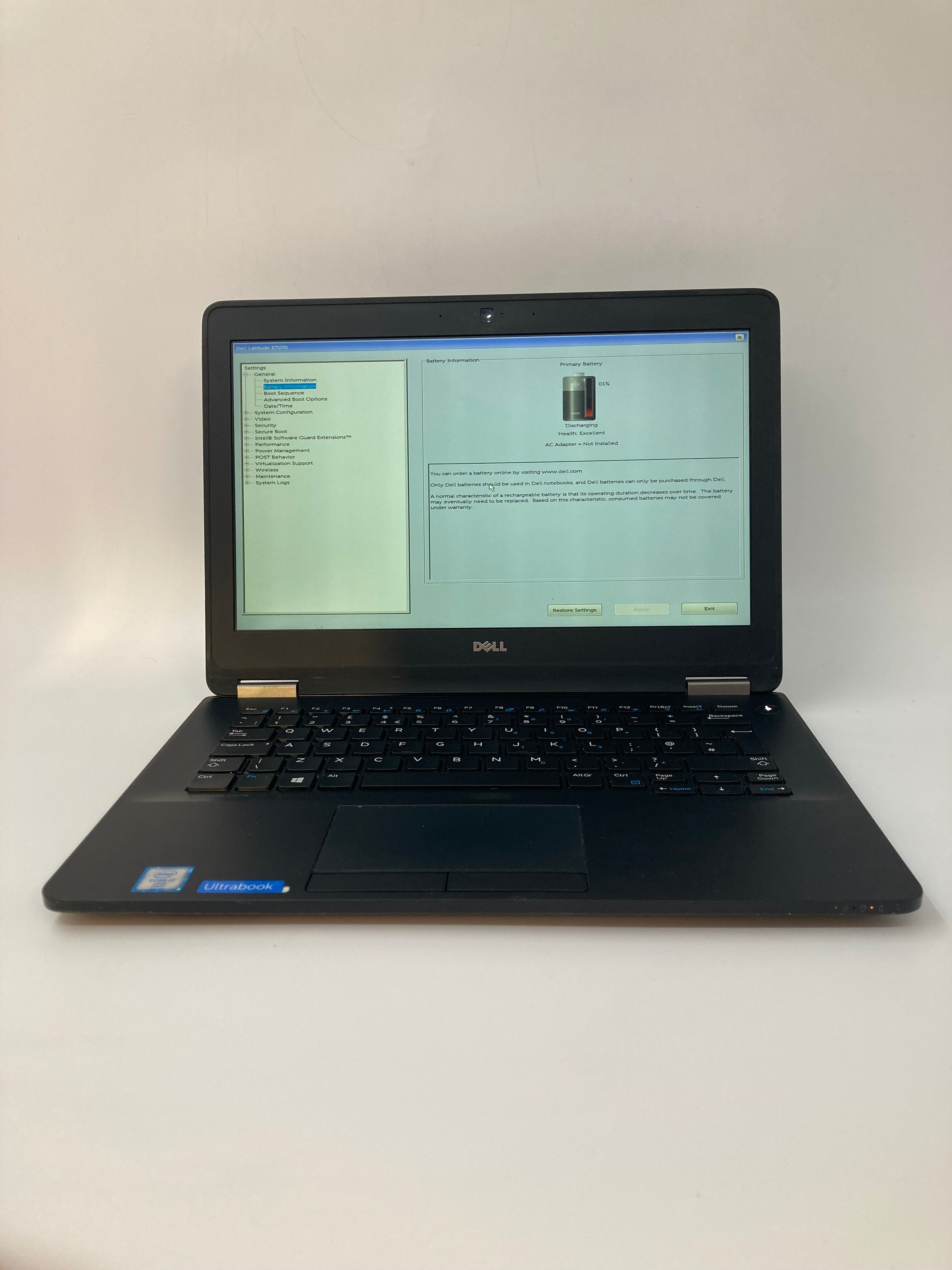 Dell Laptop Latitude E7270 12" Screen i7 6th Gen 8GB RAM No SSD No OS *Spares*