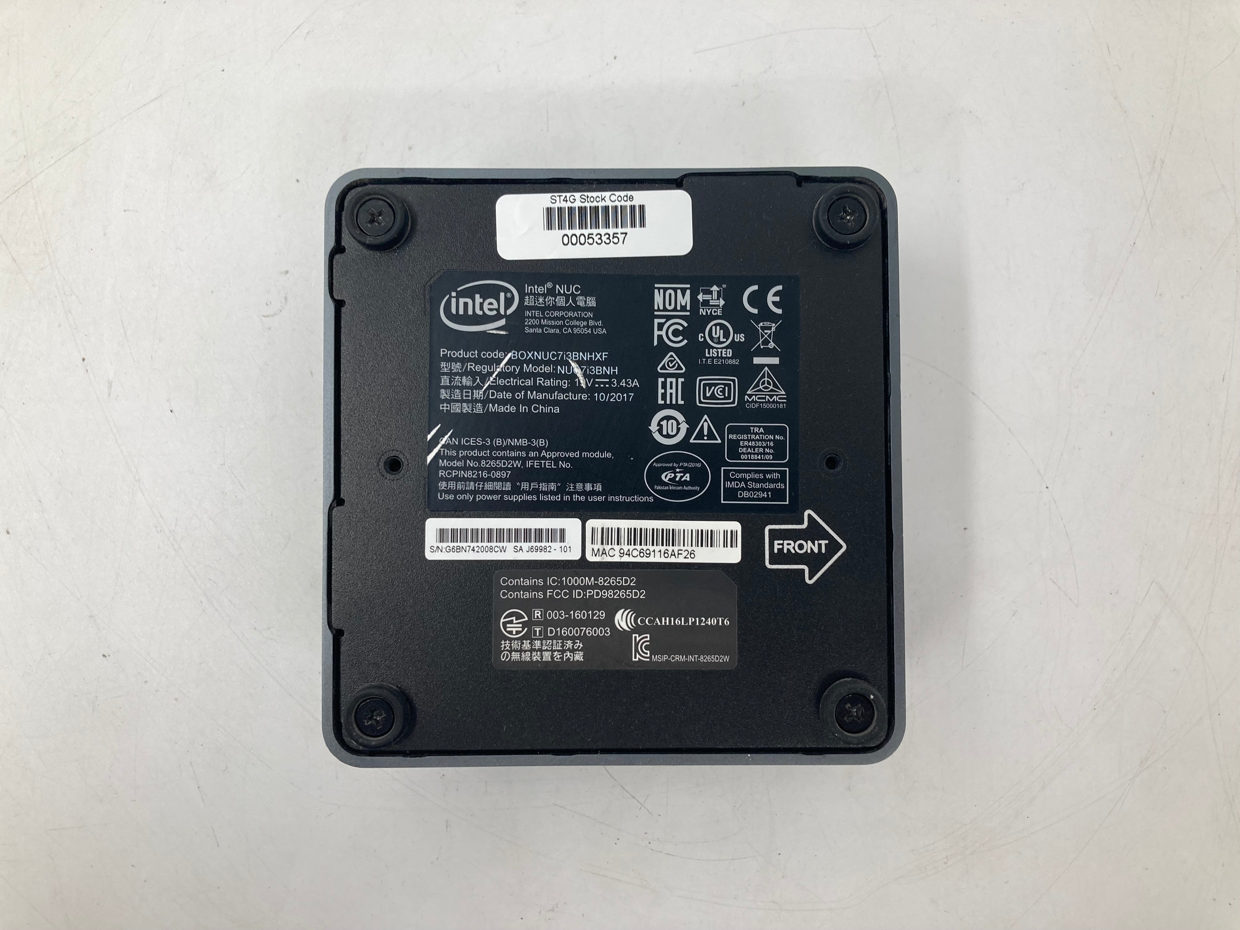 Intel NUC NUC7i3BNH i3 7th Gen 4GB RAM No HDD No OS