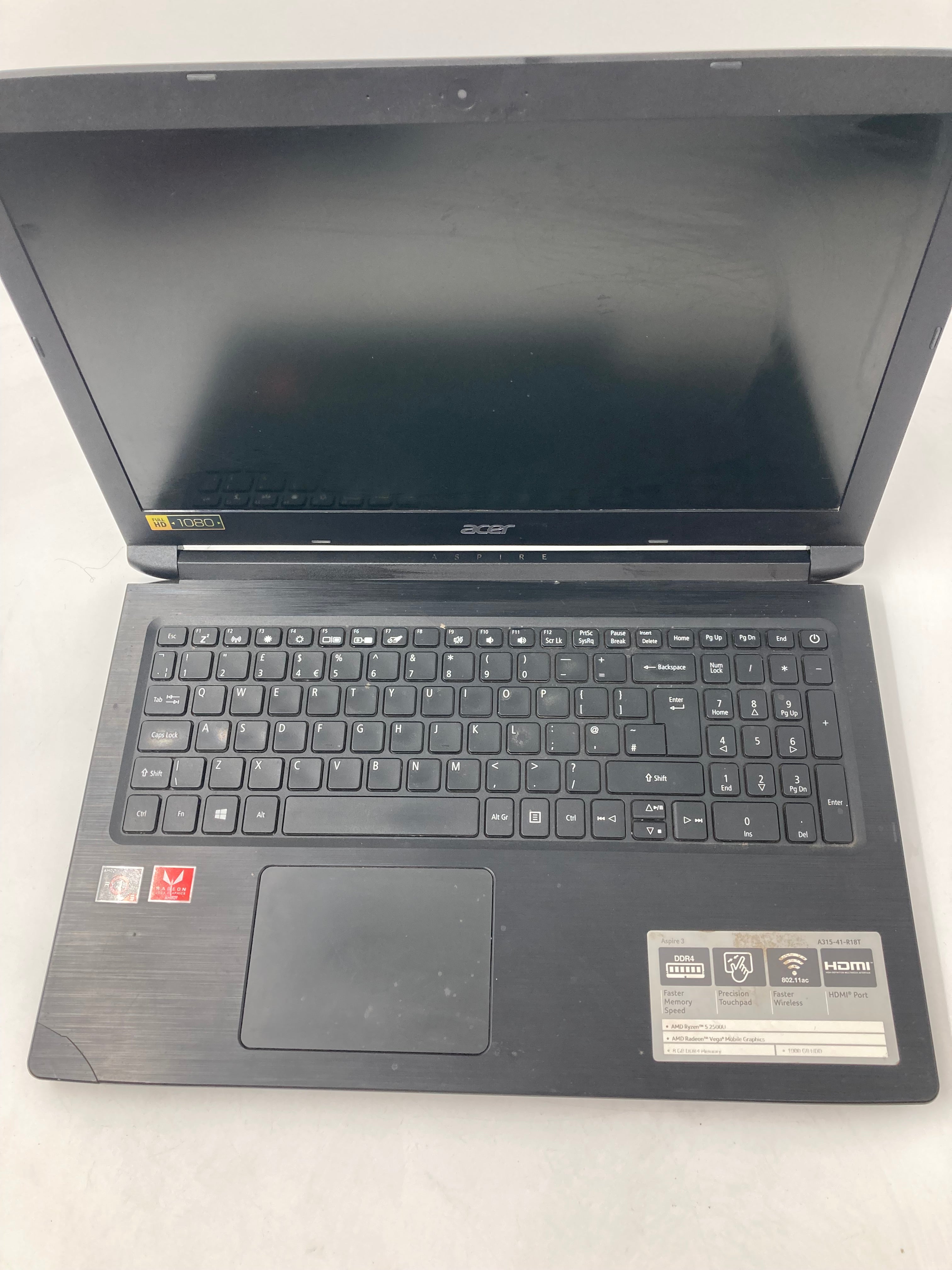 Acer Aspire 3 A315-41 15.6" Screen AMD 5 2500U 4GB RAM No SSD No OS