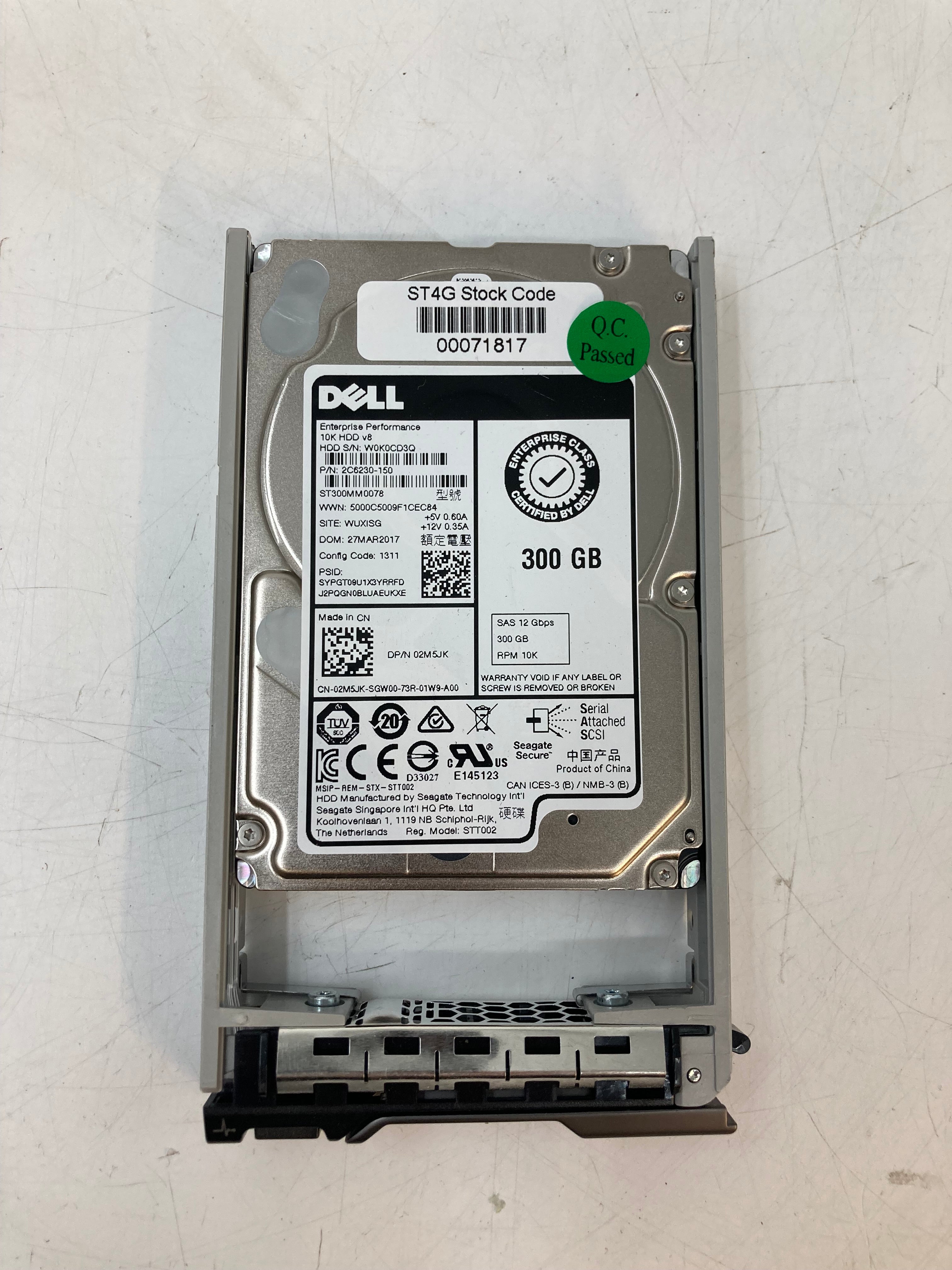 Dell | 4 x 300GB | 2.5 inch | SAS | DP/N 02M5JK | ST300MM0078 | 10K RPM | 12Gbps